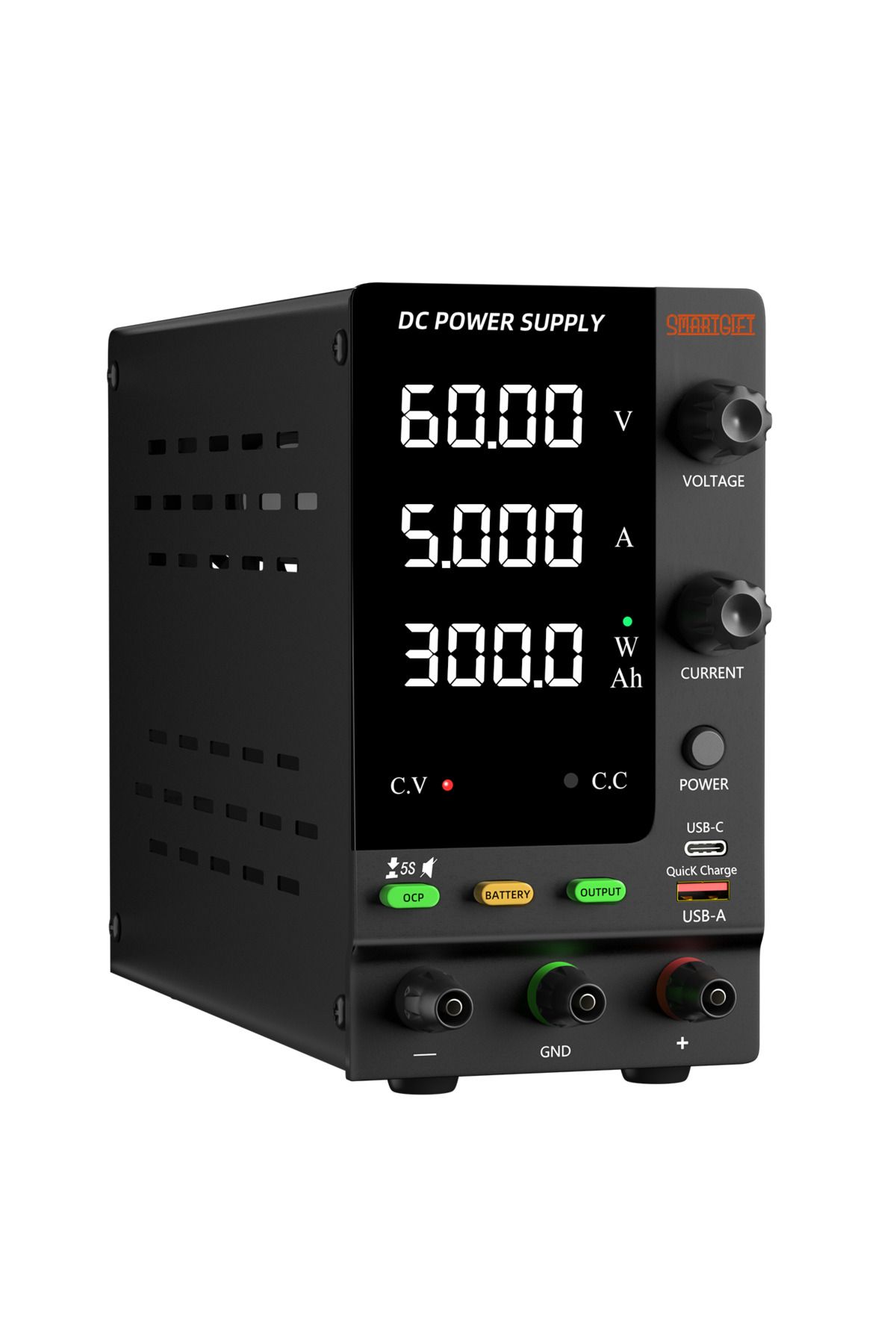 SMARTGIFT 0-60V/0-5A Ayarlanabilir Dc Güç Kaynağı Voltaj Regülatörü Şarj Fonksiyonlu Model (SİYAH)