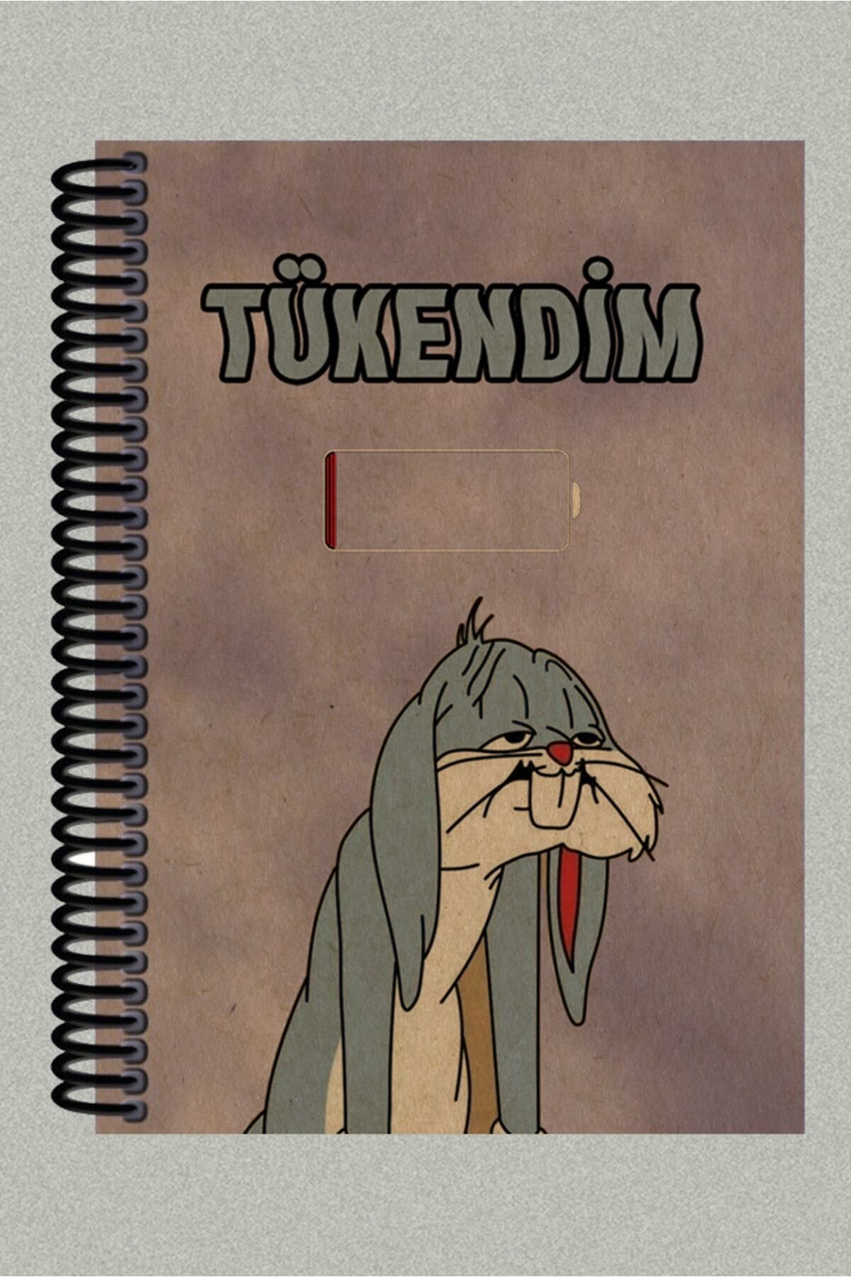 Ludios Buggs Bunny Tükendim Tasarımlı Spiralli A5 Çizgisiz Kraft Kapaklı Defter (200 Sayfa)