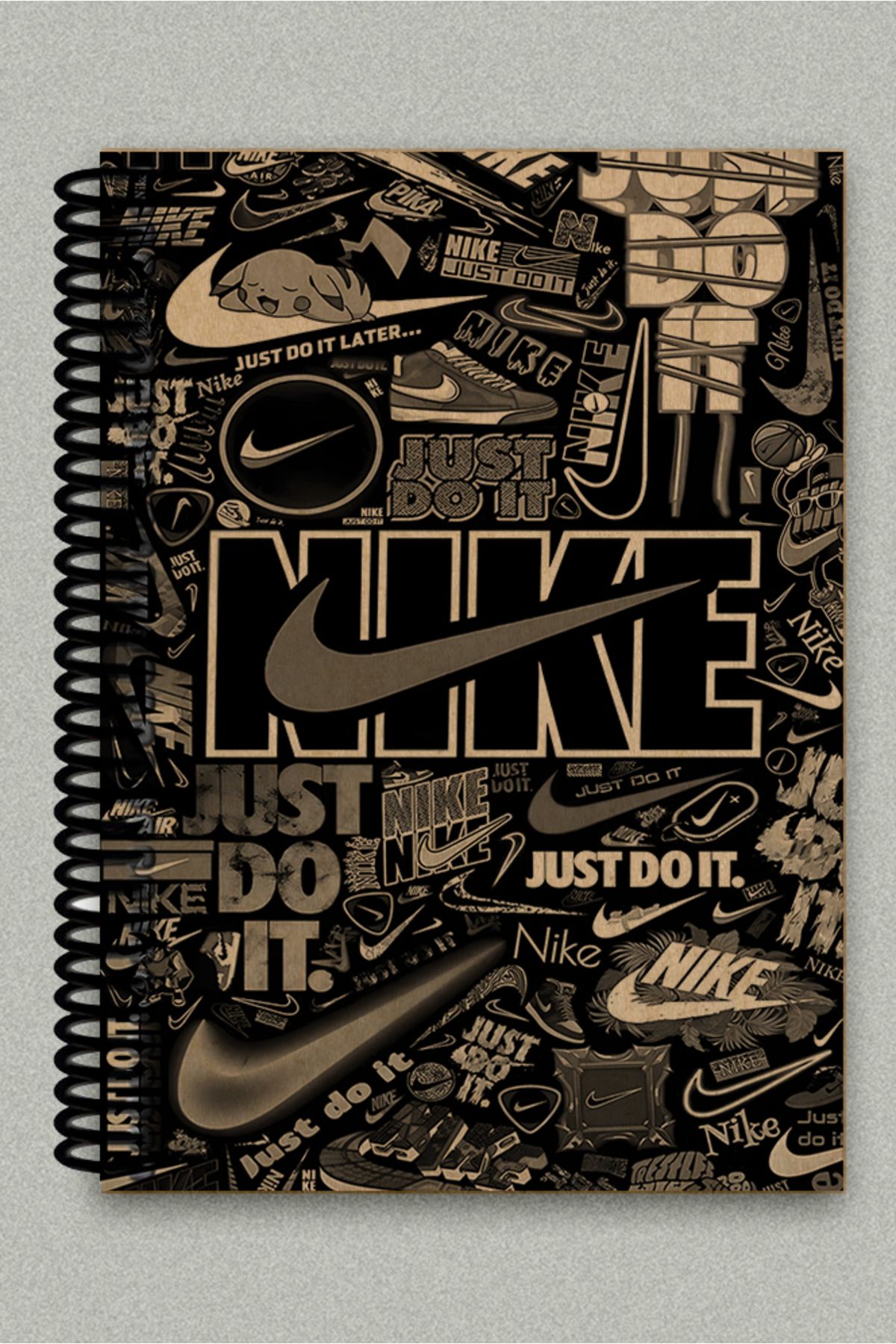 Ludios Siyah Just Do İt Kolaj Spiralli A5 Çizgisiz Kraft Kapaklı Defter (200 Sayfa)