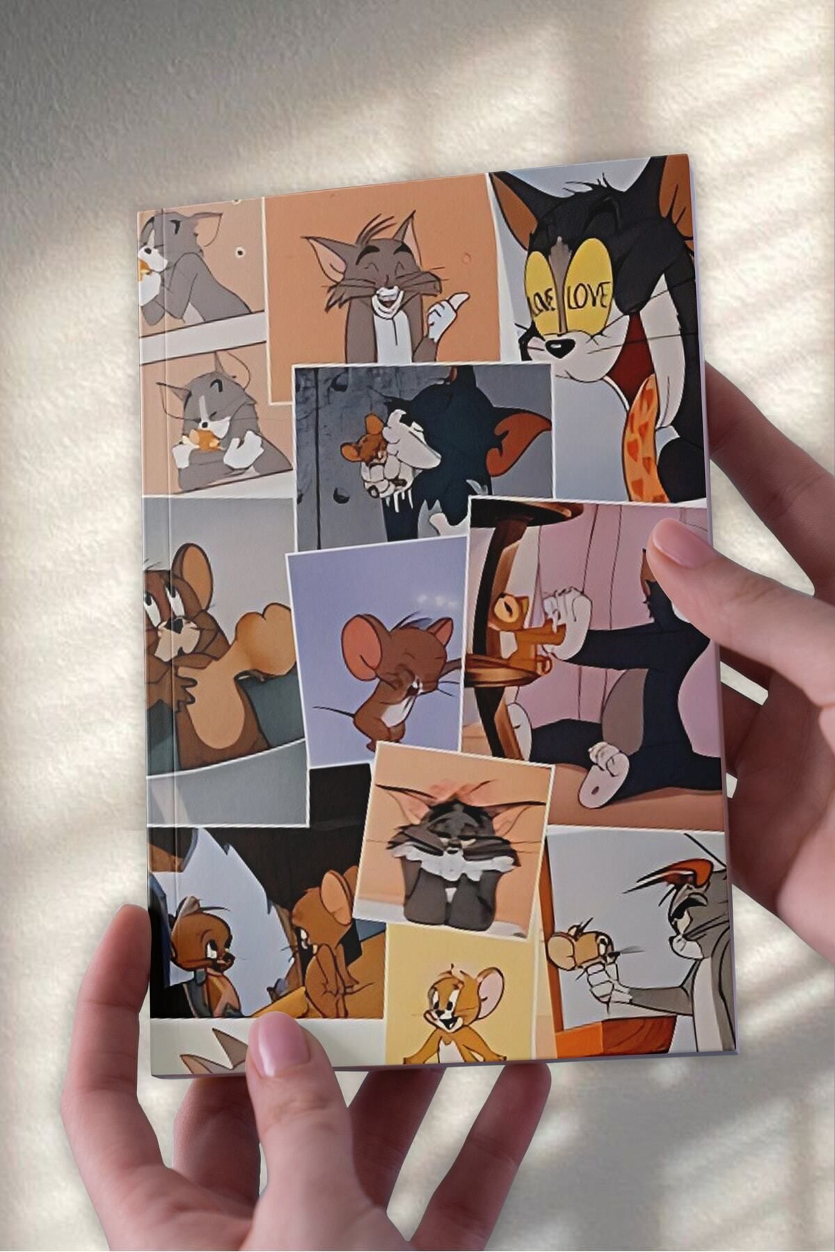 Ludios Tom ve Jerry Kolaj Tasarımlı Desenli A5 Çizgisiz Defter (50 Sayfa)