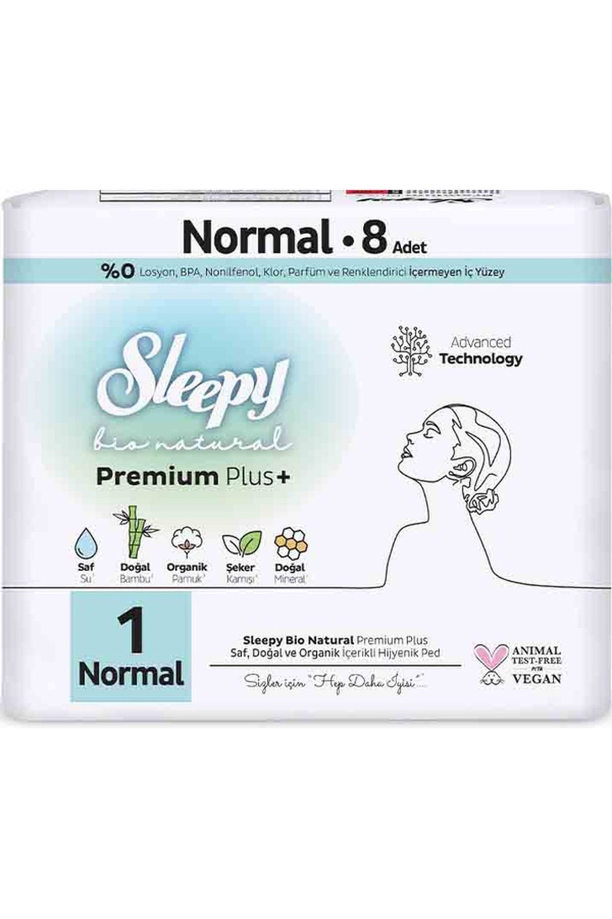 Sleepy Hijyenik Ped Bio Natural Premium Plus 8'li