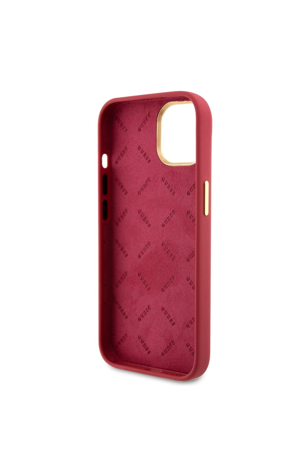 Guess-IPhone 15 Case - Guess Silicone Script Metal Logo & Frame (GUHCP15SSMBSLM) - Red 6