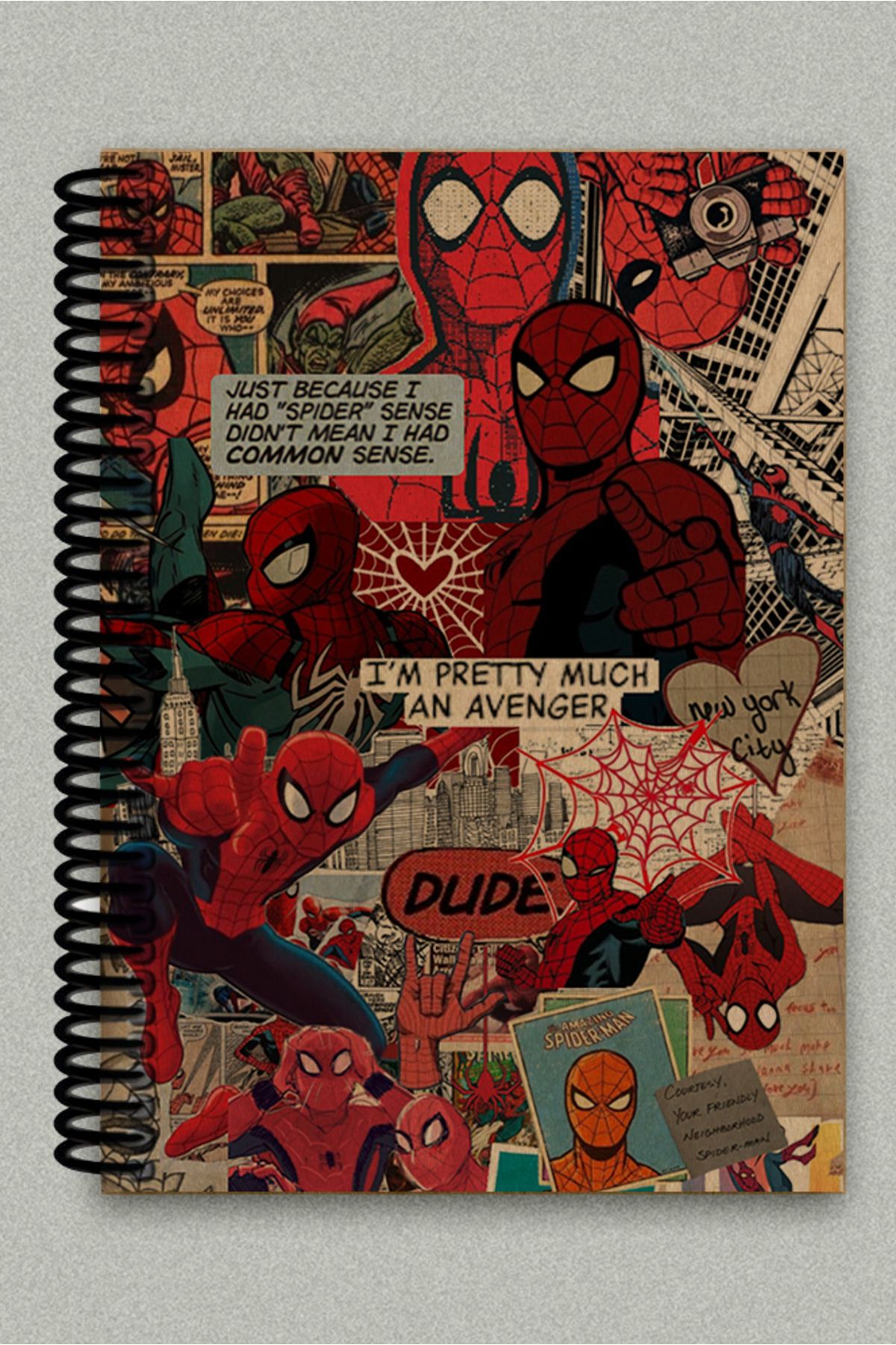 Ludios Örümcekmen Dude Spiralli A5 Çizgisiz Kraft Kapaklı Defter (200 Sayfa)