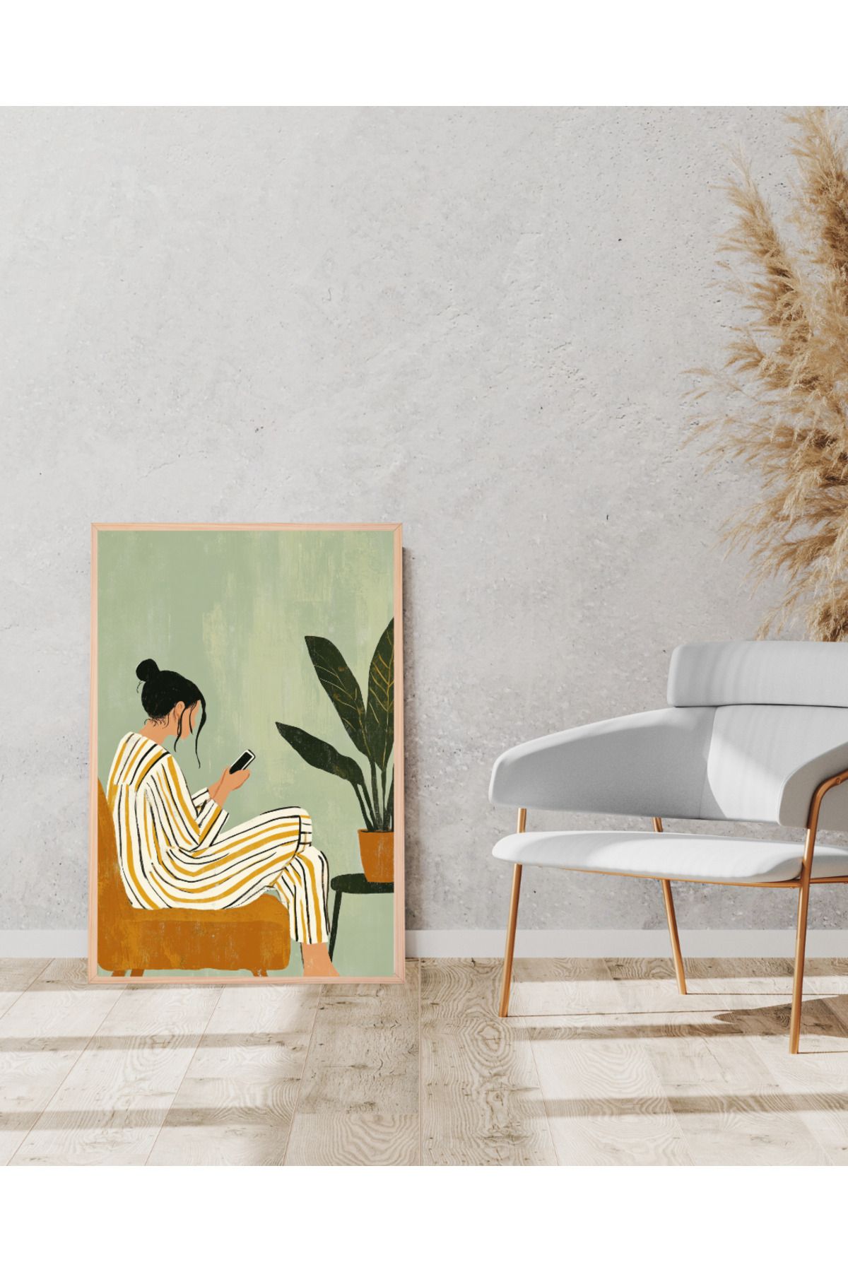 Tuba Decor Tek parça Ahşap Çerçeve Görünümlü MDF Tablo