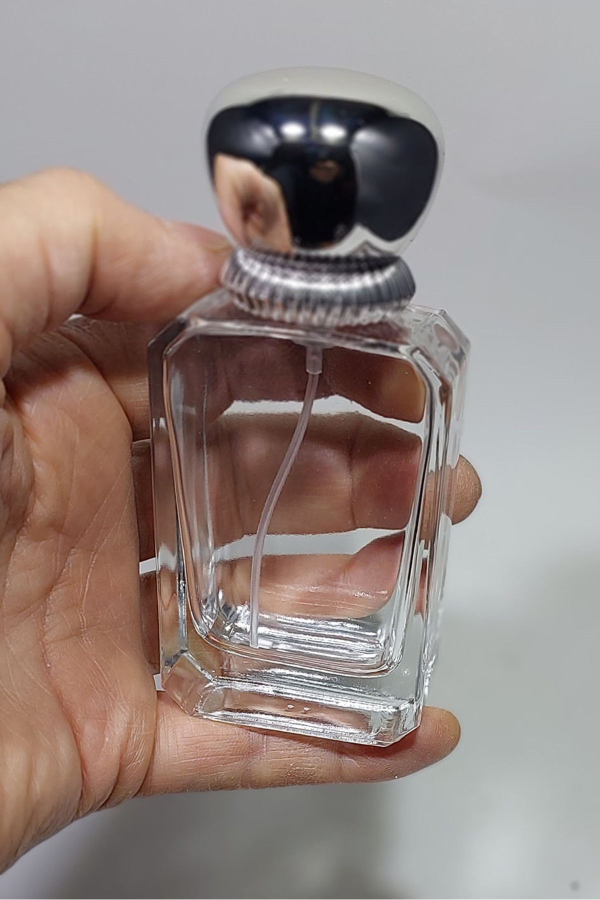 Durucam 1 ADET Cam Kolay kapama Sprey Kolonya Parfüm Şişesi 50 ml - Boş Şişe taç gold renk model Kapaklı