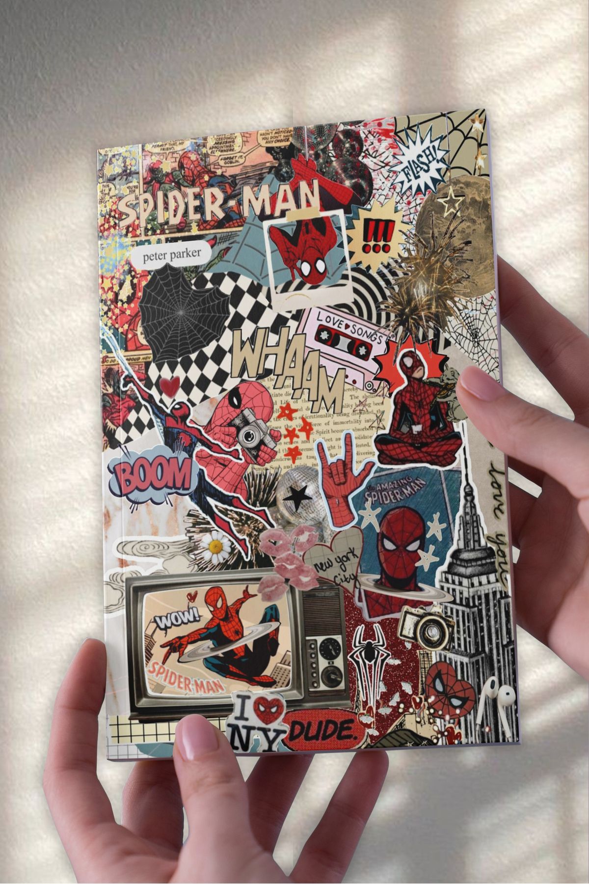 Ludios Örümcek Kolaj A5 Çizgisiz Günlük Hediyelik Günlük Defter (50 Sayfa)