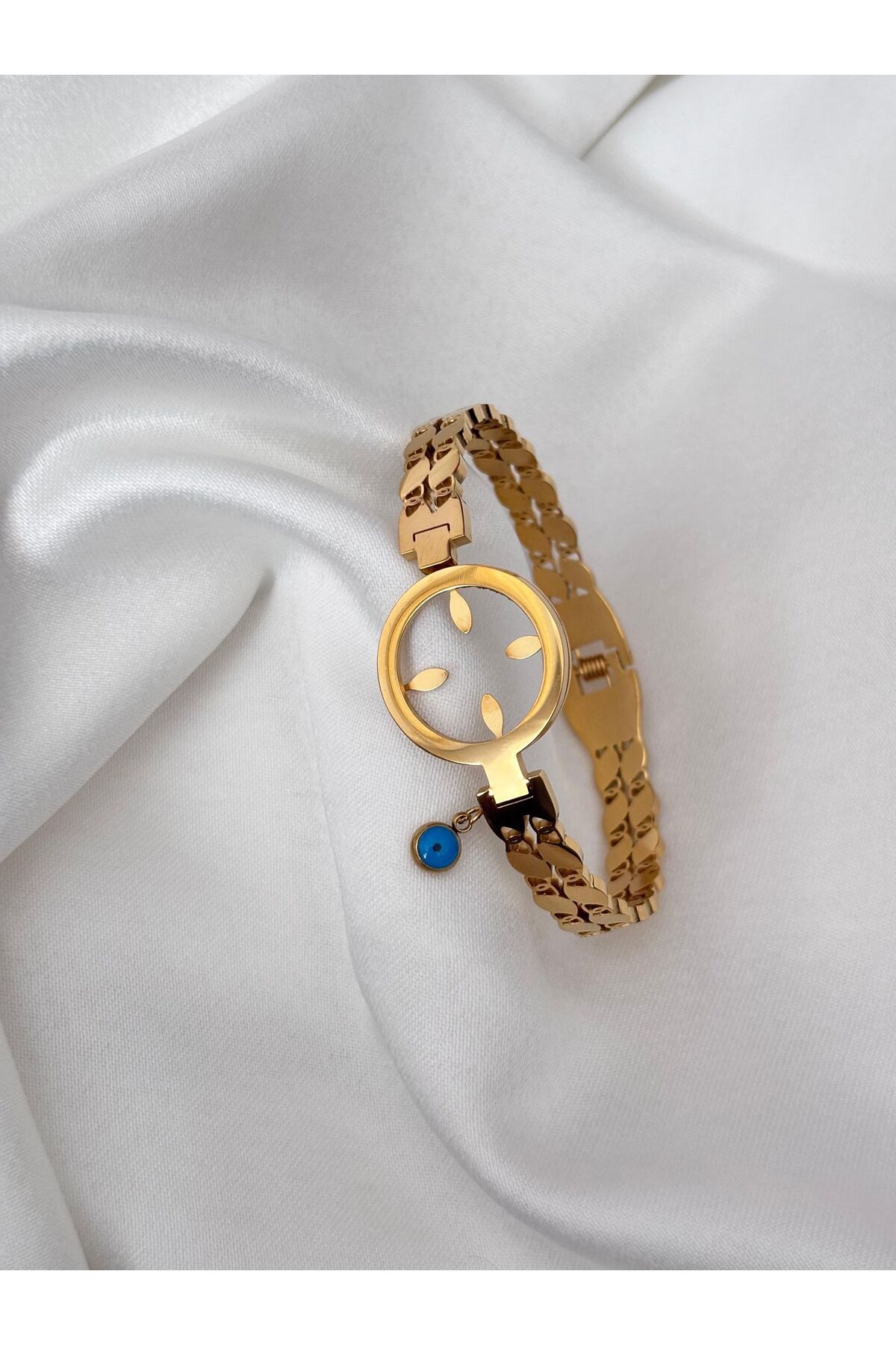 Bellamy Jewelry Altın Takılabilir Hasır Model Çelik Bilezik - Gold