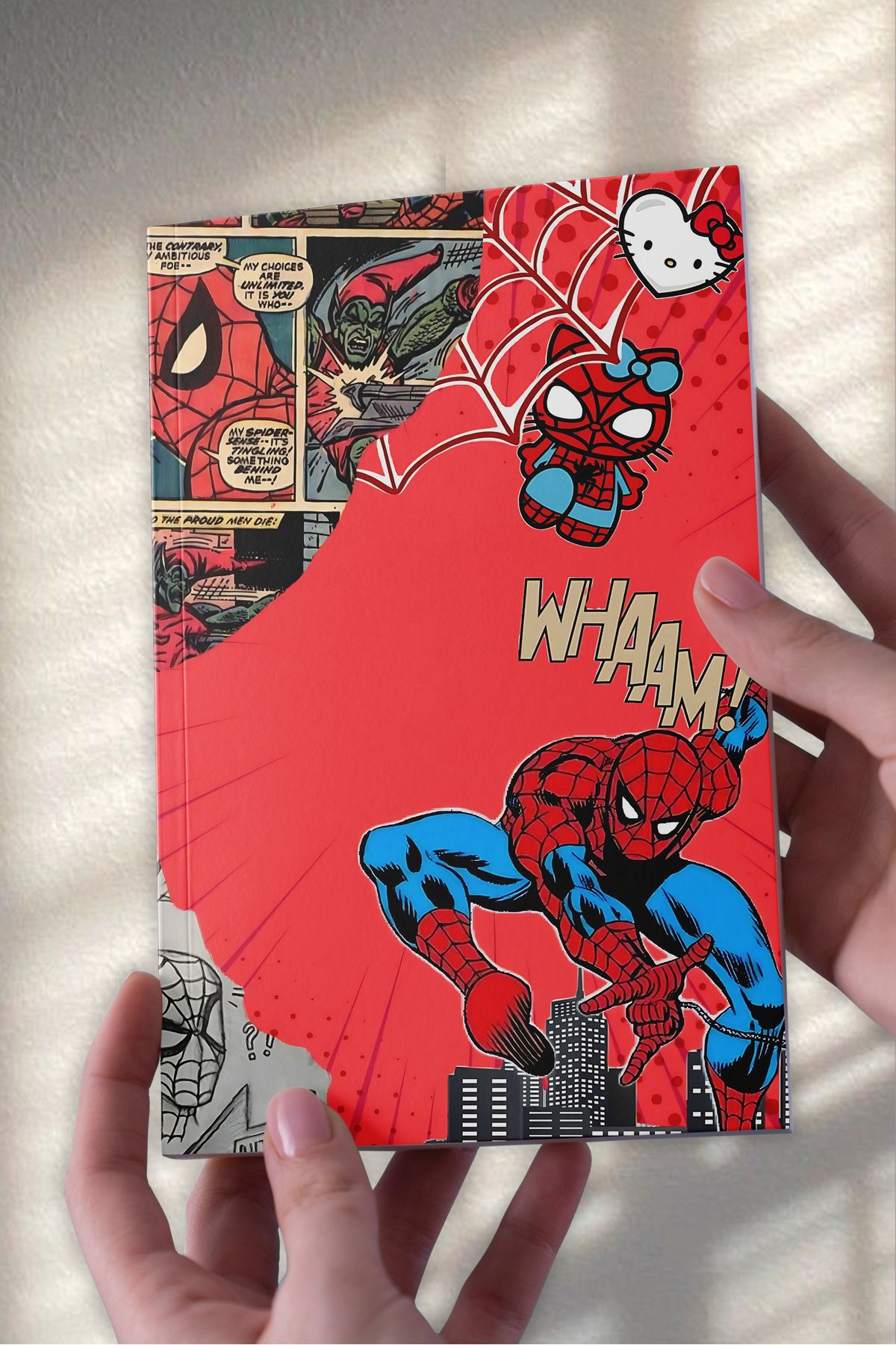 Ludios Hello Spider Wham Kolaj Desenli A5 Çizgisiz Günlük Hediyelik Defter (50 Sayfa)