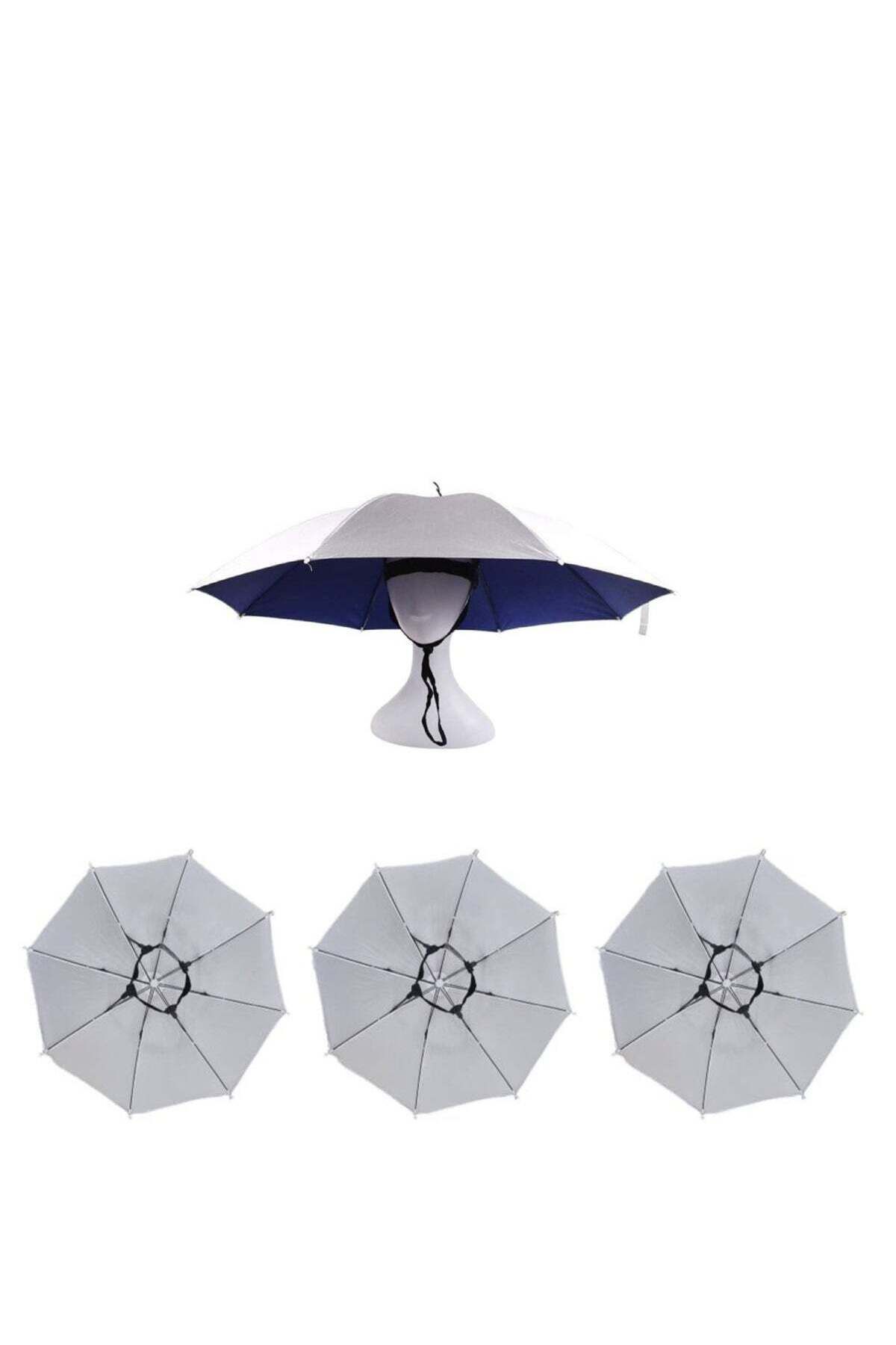 Generic-3Pcs Foldable Head Umbrella Hat for Outdoor Activities, Hajj And Umrah Sunlight UV Protection 1