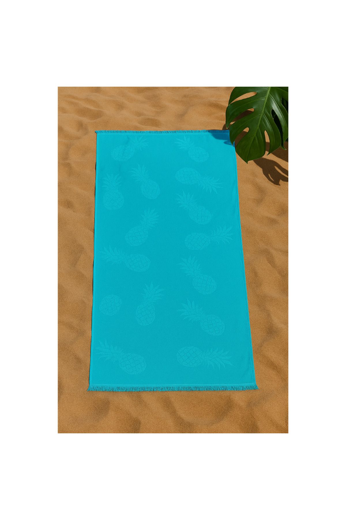 Oliva Nero Ananas Desenli Bambu Pamuk Plaj Havlusu 80x150 cm Deniz Havlusu