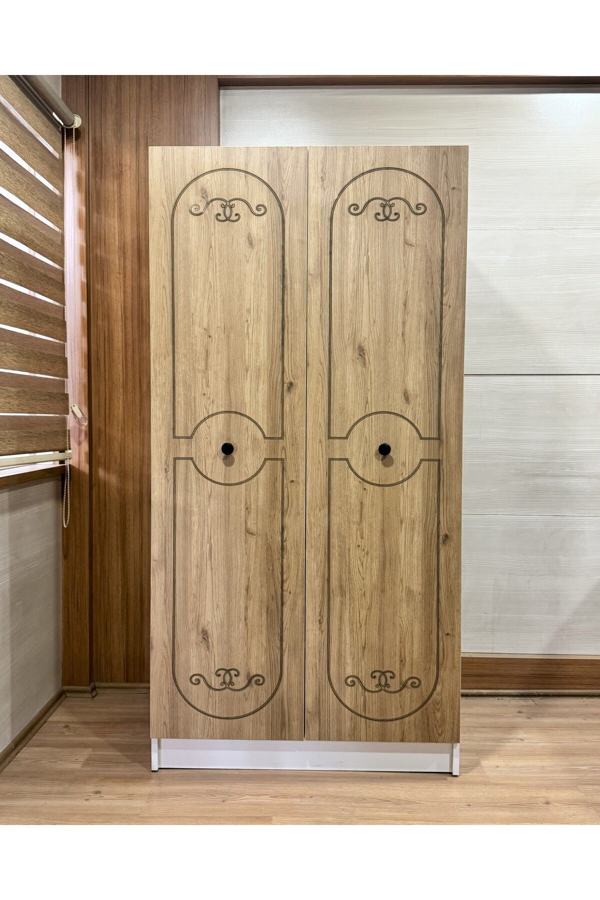 wode studio ~sille~ Meşe Çift Kapaklı Beyaz Gardırop 180-90-45 Cm