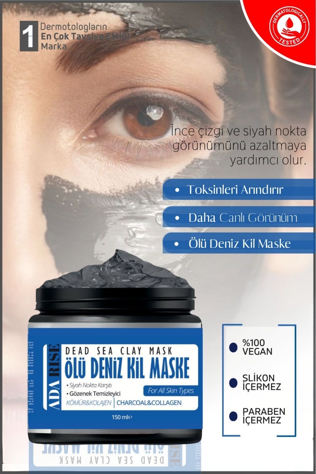 The AdaRise Kolajen Ve Siyah Nokta Leke,giderici Collagen Ölüdeniz Kil Maskesi150 gr
