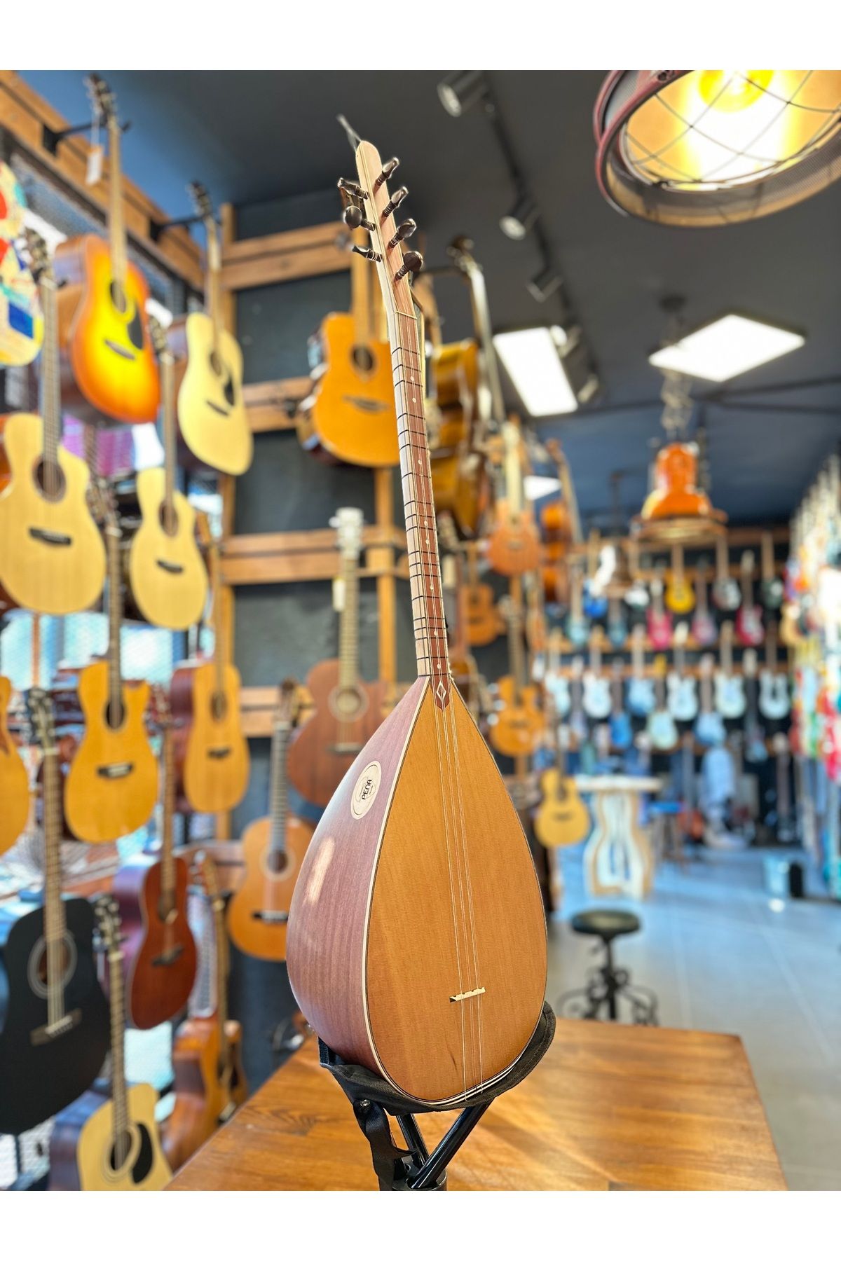 PENA MÜZİK Kısa Sap Tam Profesyonel Mat Maun Bağlama 41 Tekne Jak girişli