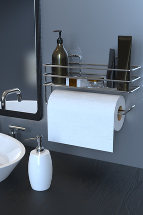 Alper Banyo Krom Yapışkanlı Raflı Kağıt Rulo Havluluk Peçetelik Havlu Kağıltl...