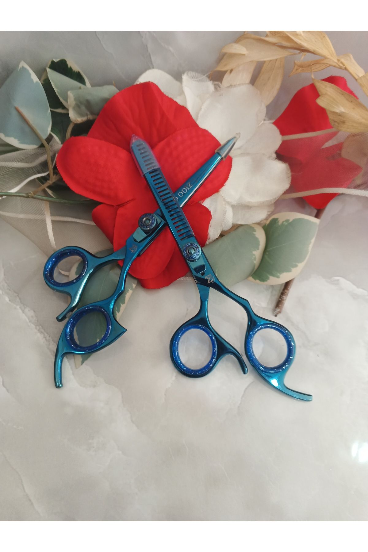 SMP Zıgo kesim makası 6.5 berber 2 li set kuaför salonu
