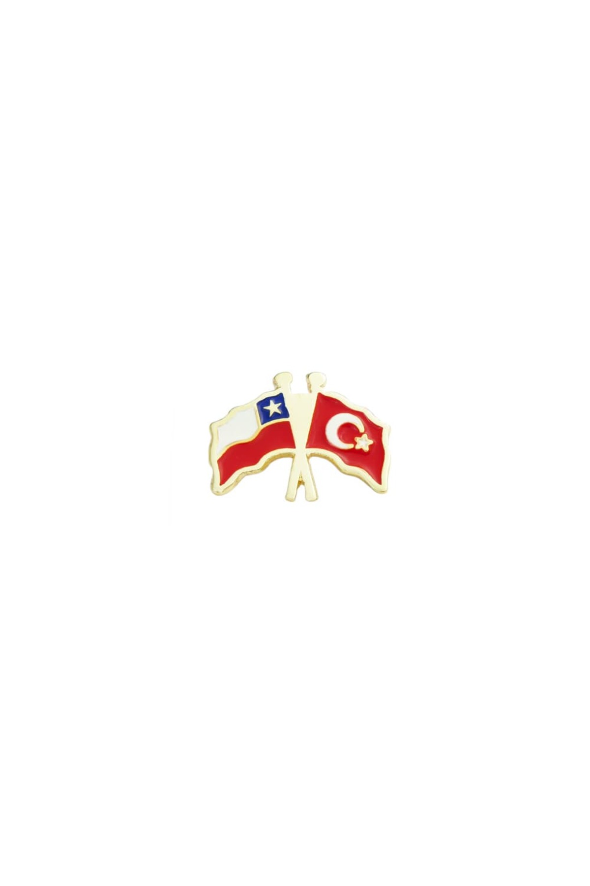 Chile and Turkey Flag Metal Lapel Badge 1 Piece