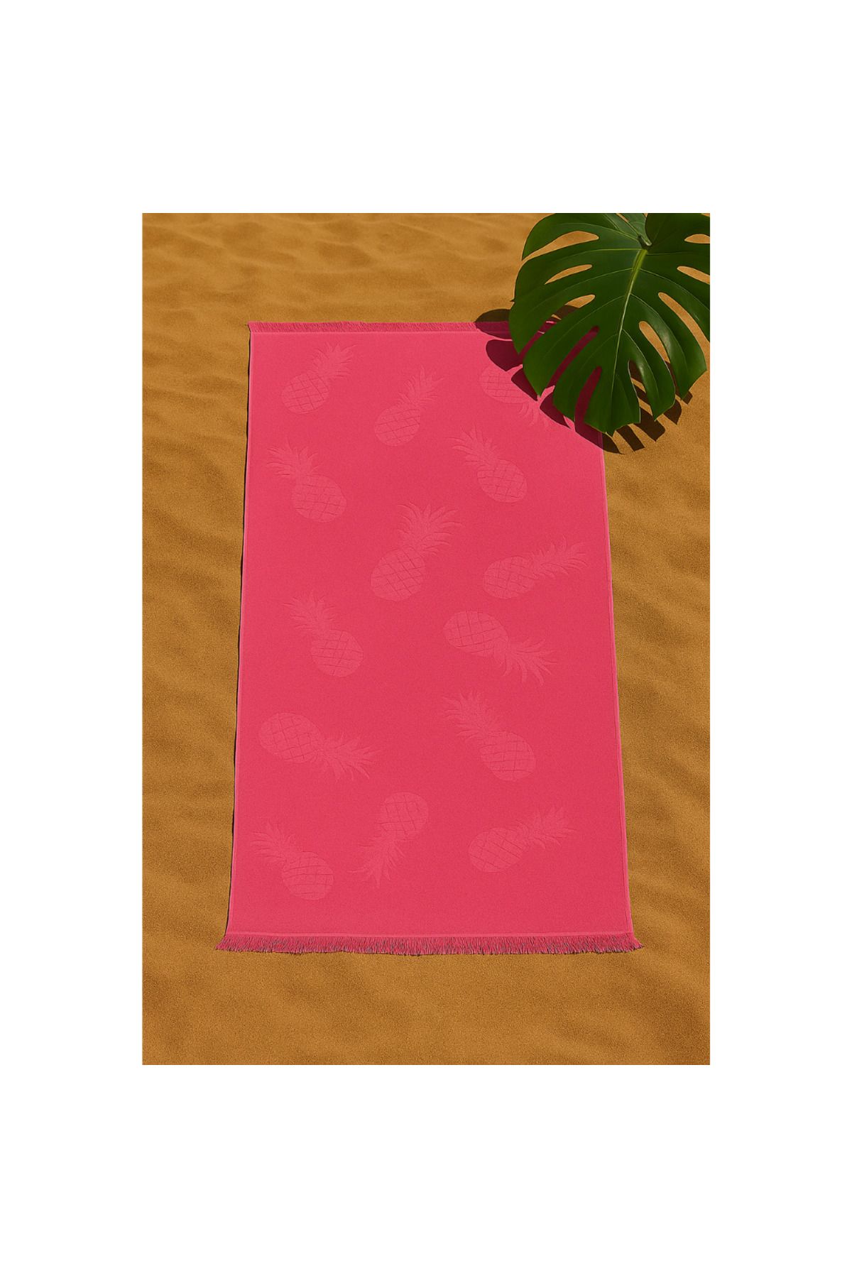 Oliva Nero Ananas Desenli Bambu Pamuk Plaj Havlusu 80x150 cm Deniz Havlusu