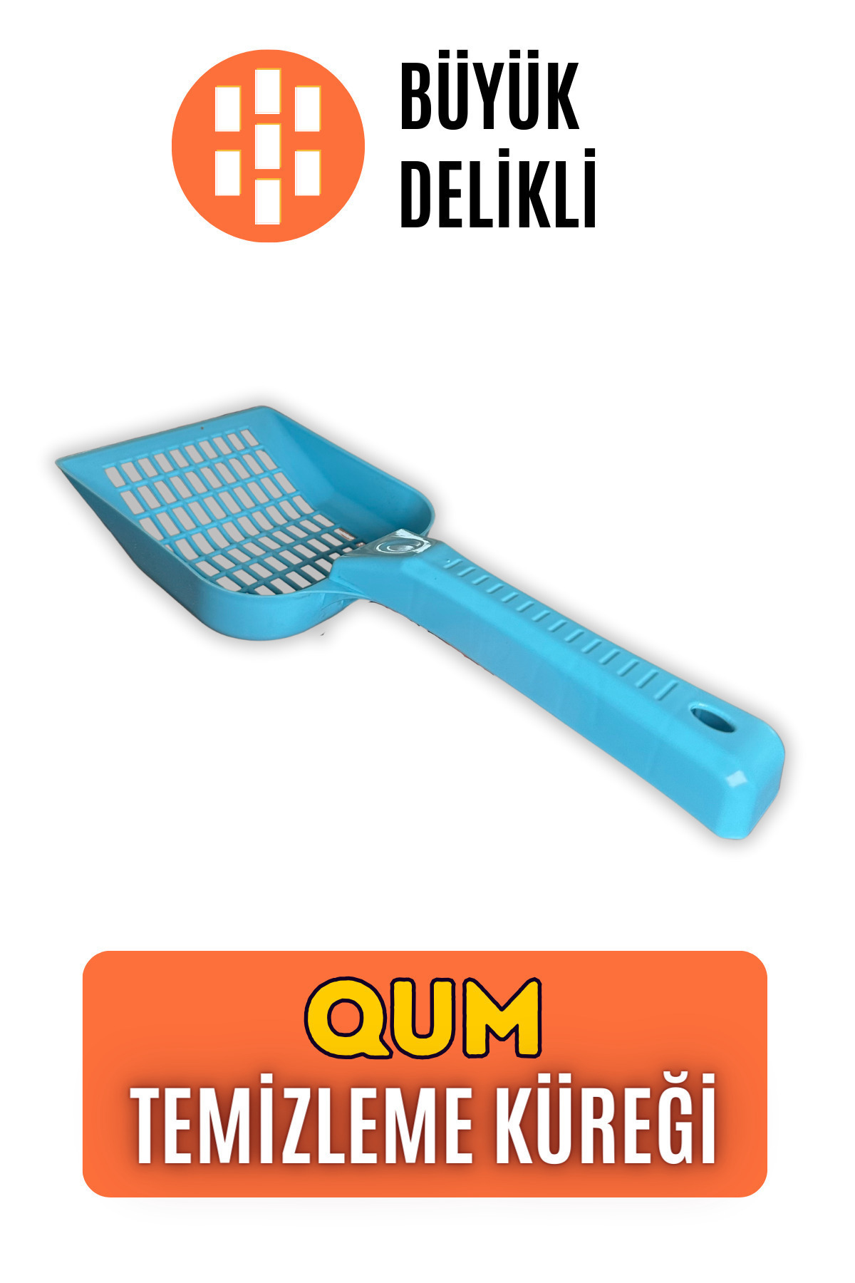 pawdaz Qum Küreği - Büyük Delikli Büyük Kum Küreği ( Iri Taneli Kedi Kumları Için ) - Mavi