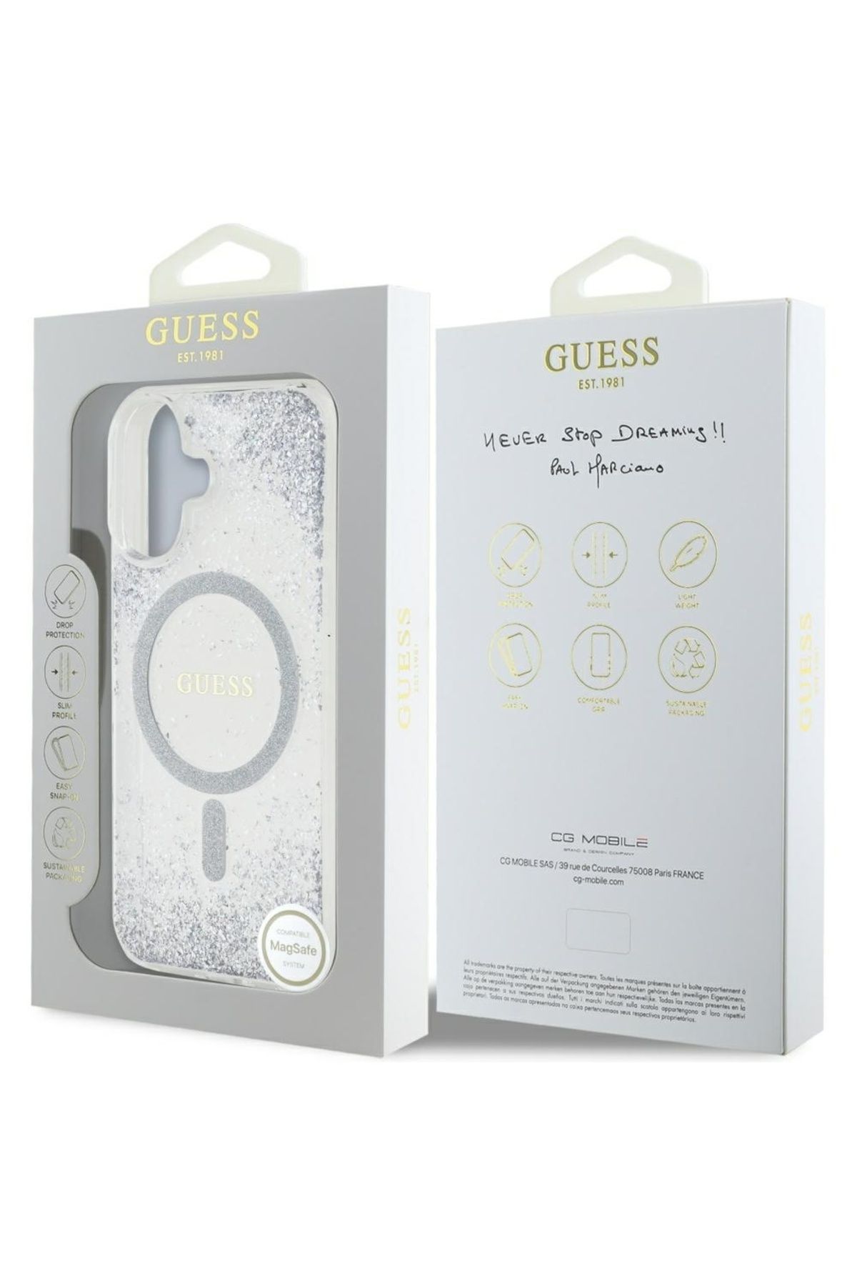 Guess-Case for iPhone 16 - Guess Hardcase Resin Gradient Glitter MagSafe (GUHMP16SRGRGES) - Silver 7
