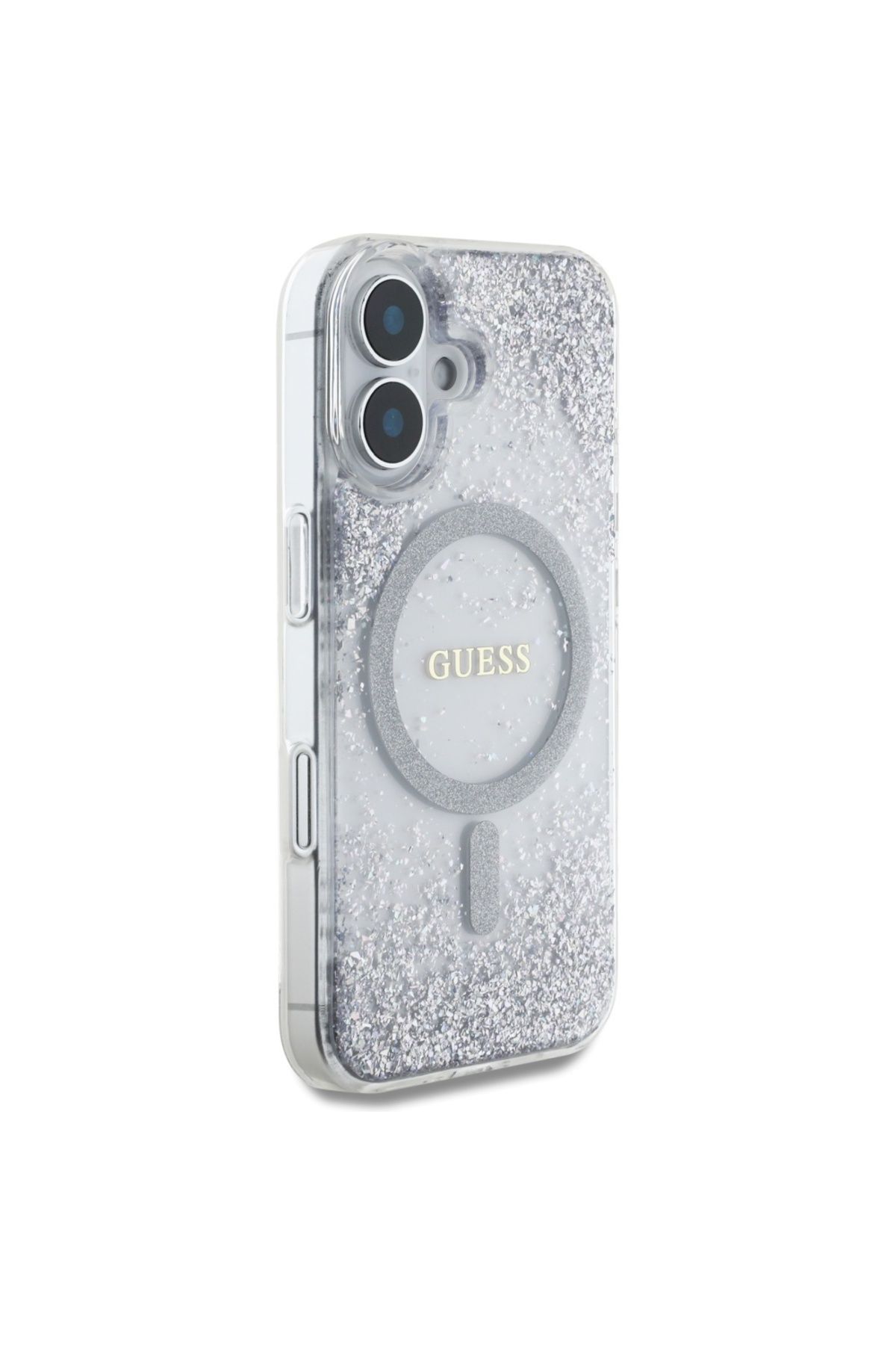 Guess-Case for iPhone 16 - Guess Hardcase Resin Gradient Glitter MagSafe (GUHMP16SRGRGES) - Silver 5