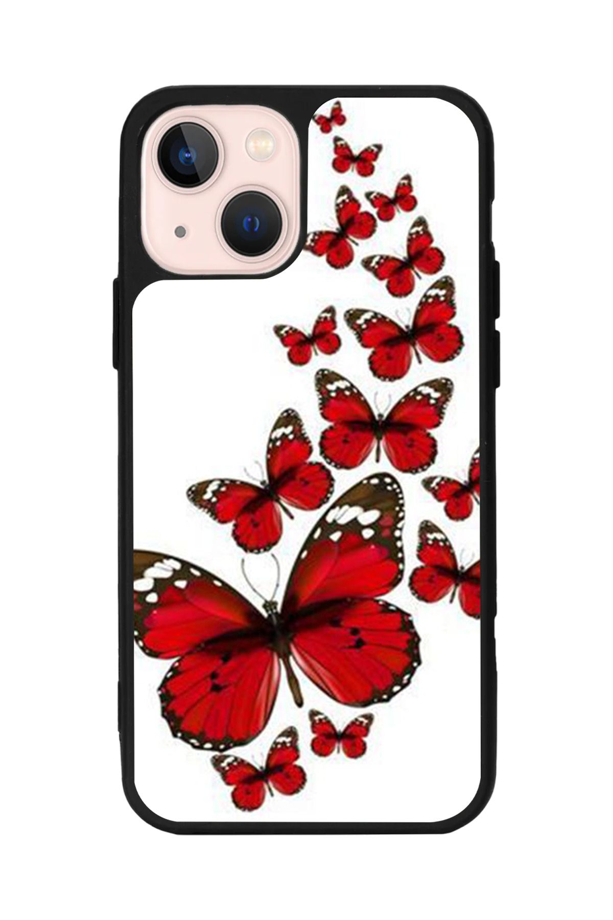 Aksel Kılıf Apple iPhone 13 Mini Uyumlu Baskılı,Mat Siyah,Yumuşak Silikon, Koruyucu, Şok Emici Kapak,Kılıf