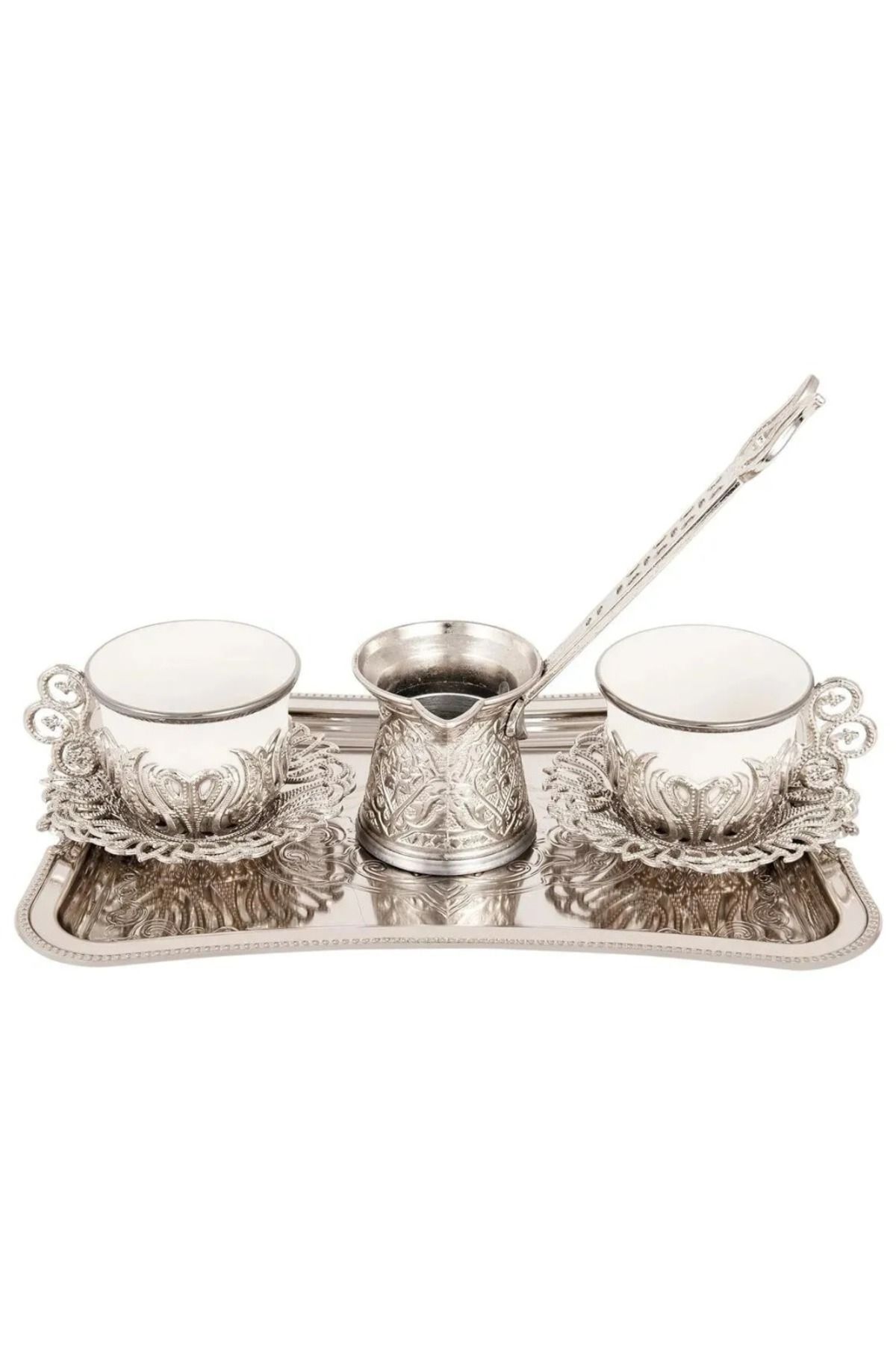 E orient KAHVE SUNUM KAHVE 2'Lİ CEZVELİ KAHVE SETİ ESPRESSO KAHVE MIRRA KAHVE TEPSİLİ
