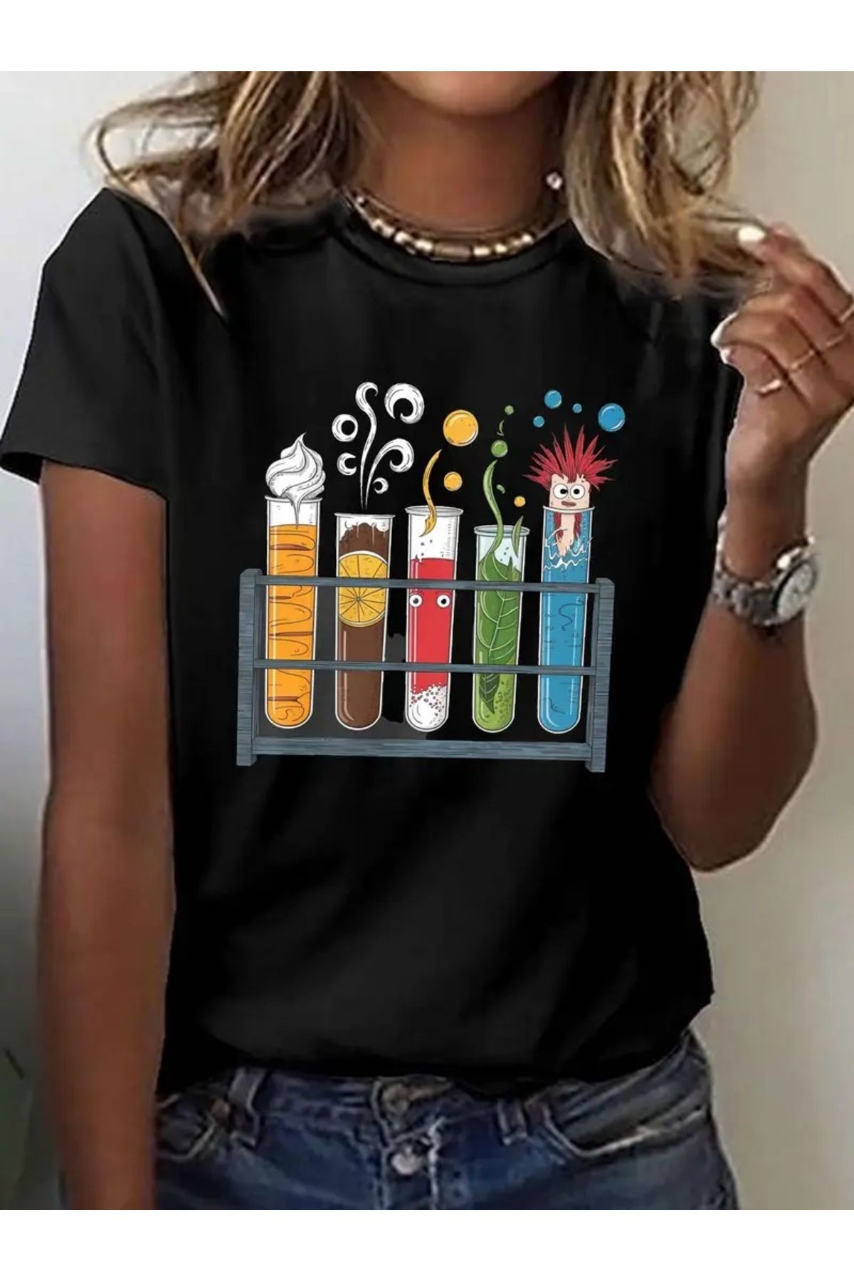 qubo sportswear & company qubo Unisex Oversize Baskılı Pamuklu Bisiklet Yaka Kısa Kollu SİYAH T-shirt