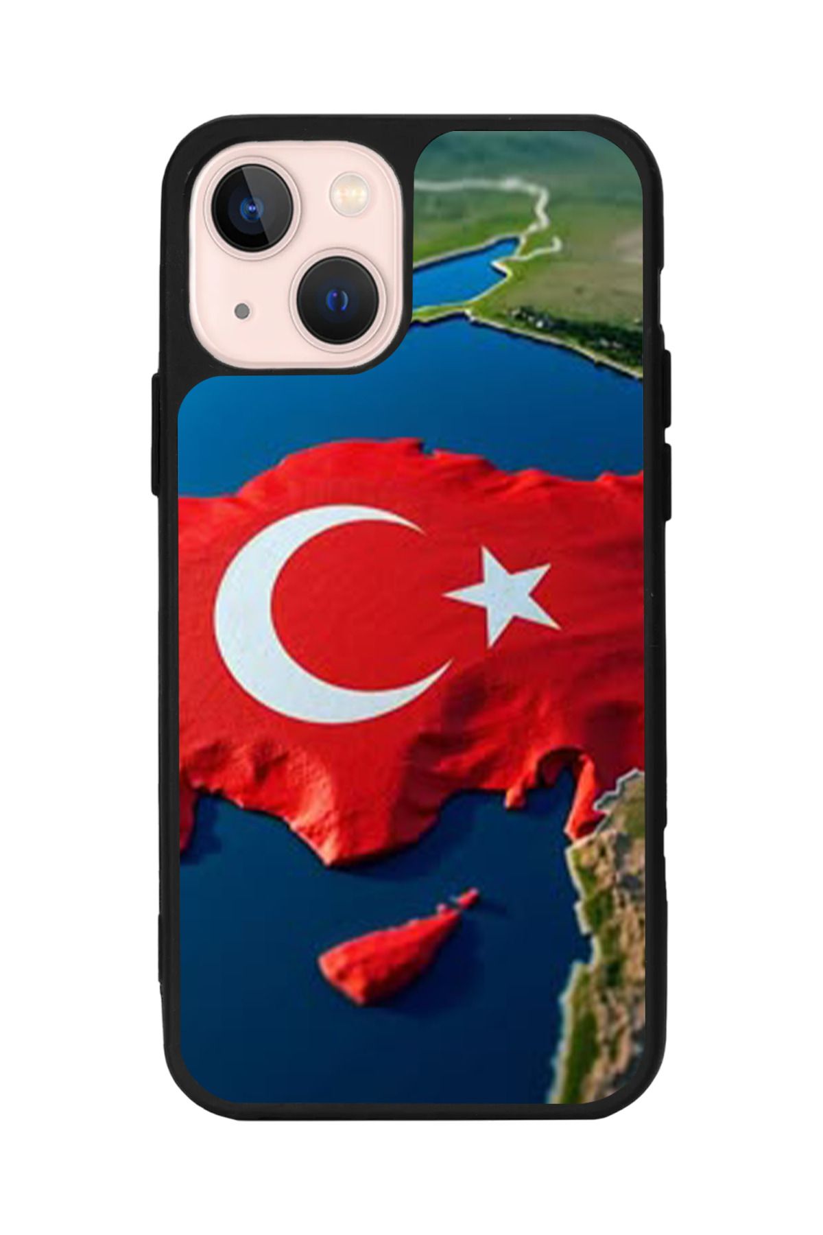Aksel Kılıf Apple iPhone 13 Mini Uyumlu Baskılı,Mat Siyah,Yumuşak Silikon, Koruyucu, Şok Emici Kapak,Kılıf