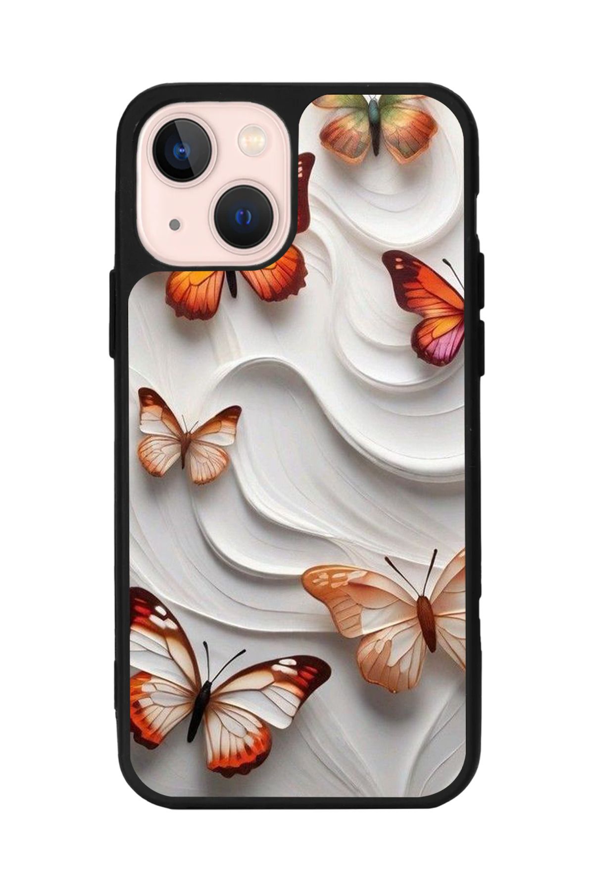 Aksel Kılıf Apple iPhone 13 Uyumlu Baskılı, Mat Siyah,Yumuşak Silikon,Koruyucu,Şok Emici Kapak,Kılıf