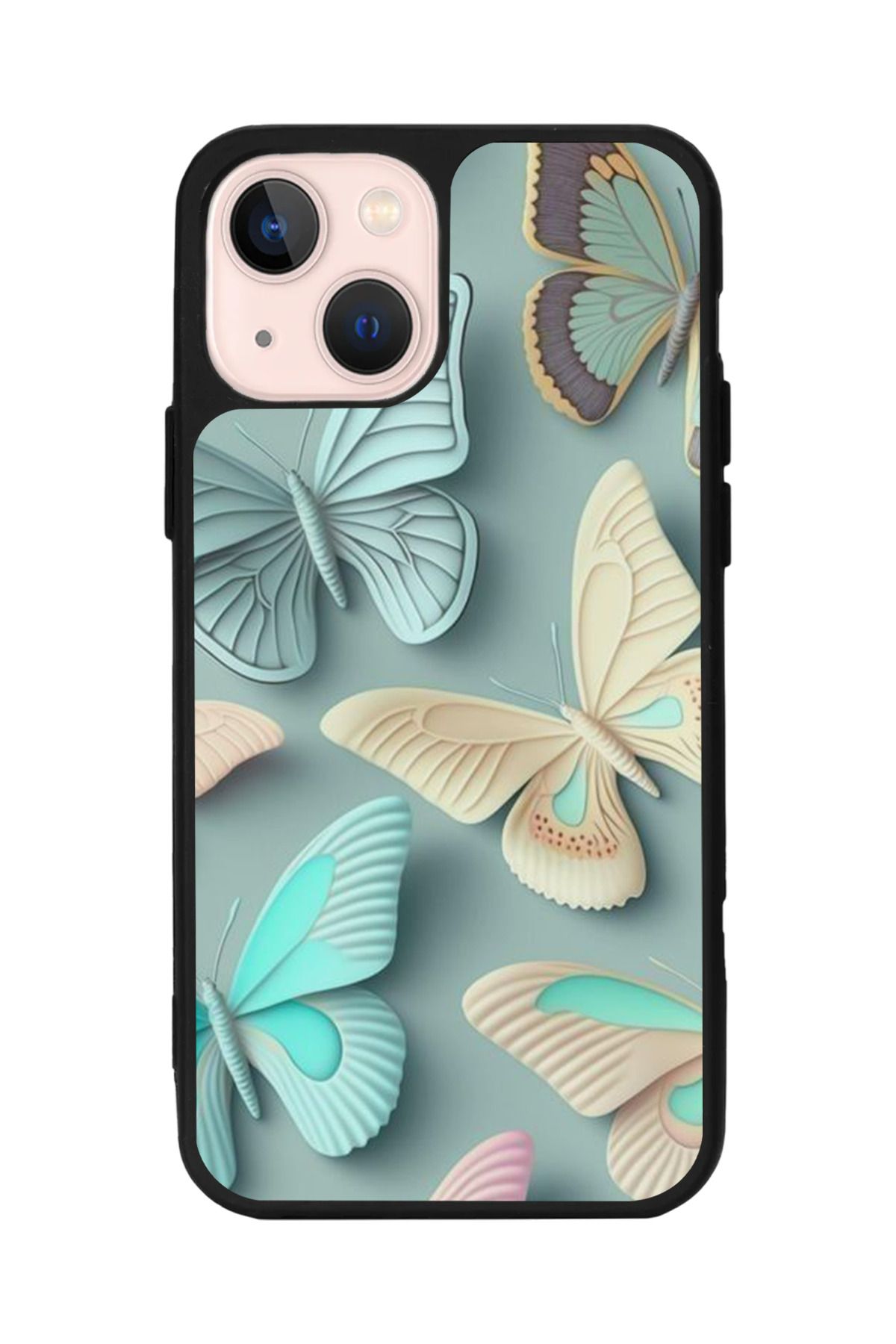 Aksel Kılıf Apple iphone 14 Uyumlu Baskılı, Mat Siyah Renk, Yumuşak Silikon, Koruyucu, Şok Emici Kapak, Kılıf