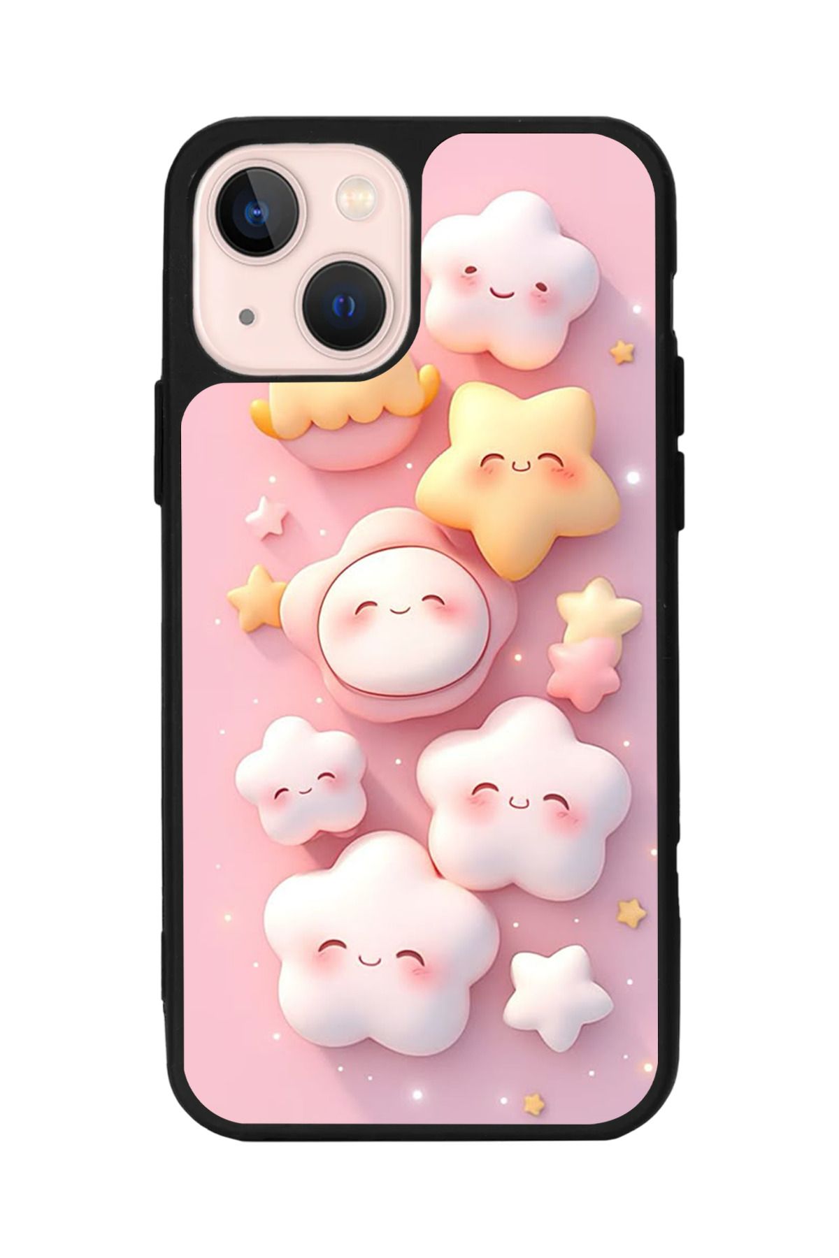 Aksel Kılıf Apple iPhone 13 Mini Uyumlu Baskılı,Mat Siyah,Yumuşak Silikon, Koruyucu, Şok Emici Kapak,Kılıf