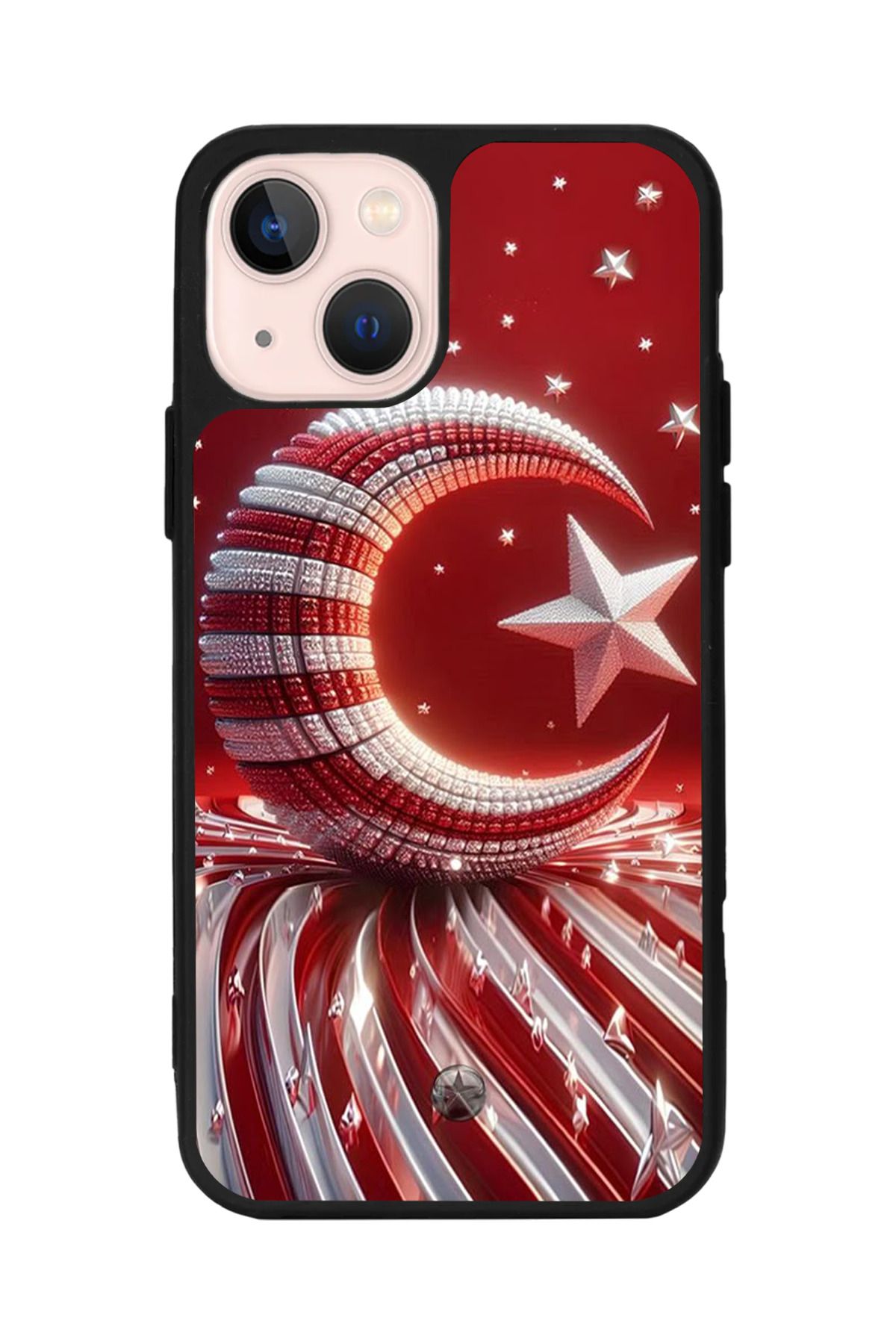 Aksel Kılıf Apple iPhone 13 Mini Uyumlu Baskılı,Mat Siyah,Yumuşak Silikon, Koruyucu, Şok Emici Kapak,Kılıf