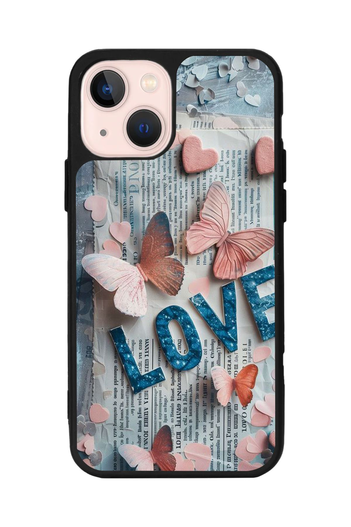 Aksel Kılıf Apple iPhone 15 Uyumlu Baskılı, Mat Siyah Renk, Yumuşak Silikon, Koruyucu, Şok Emici Kapak, Kılıf