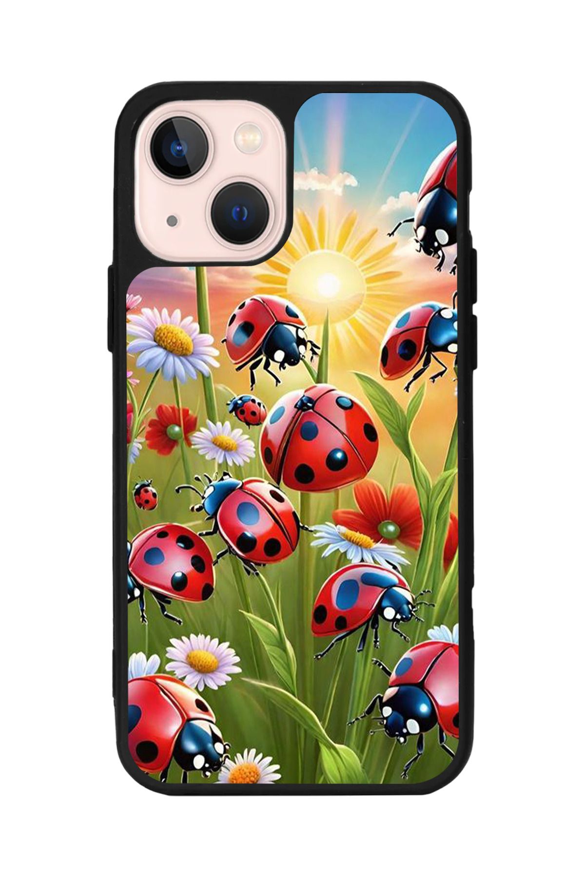 Aksel Kılıf Apple iphone 14 Uyumlu Baskılı, Mat Siyah Renk, Yumuşak Silikon, Koruyucu, Şok Emici Kapak, Kılıf