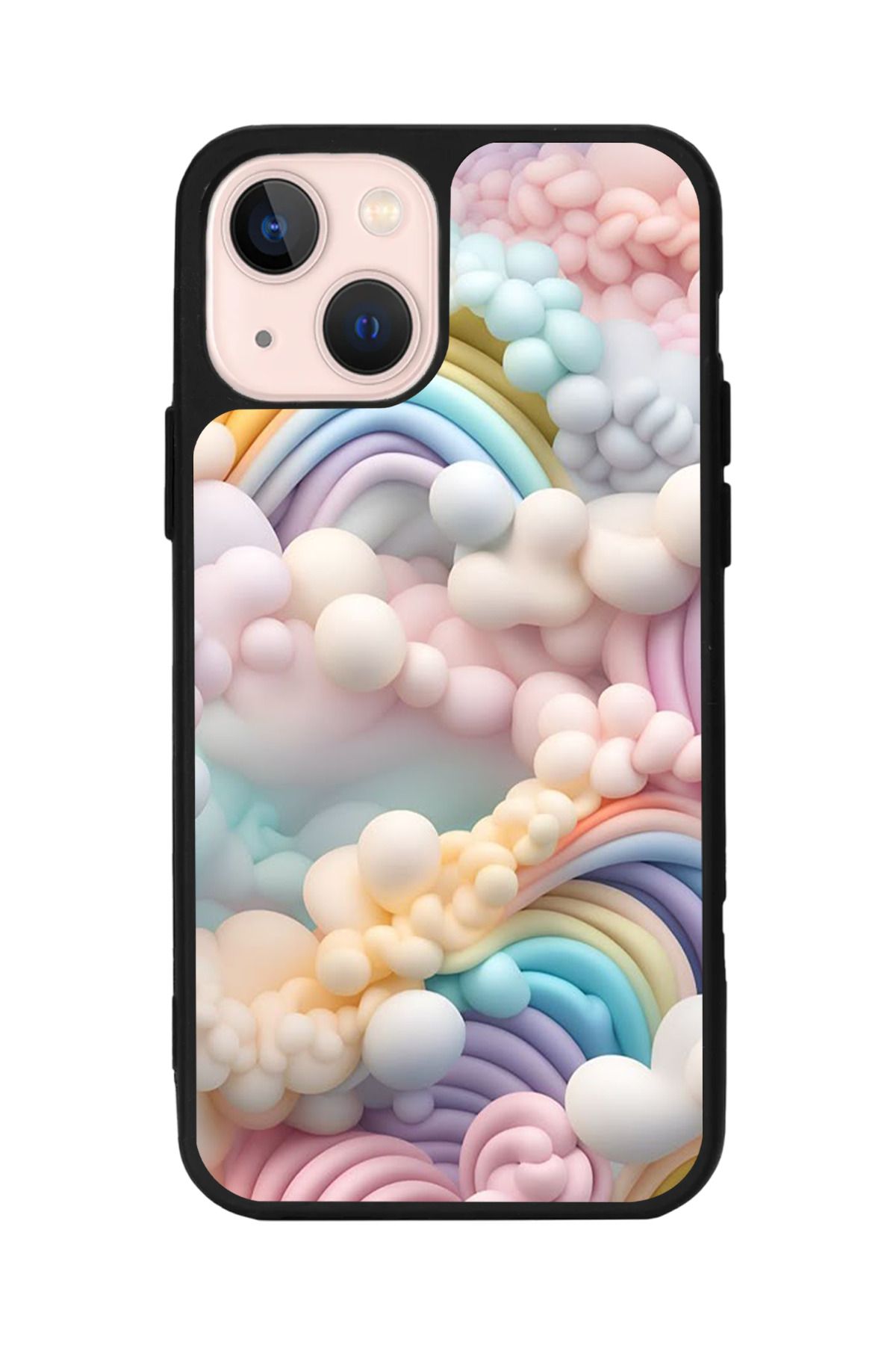 Aksel Kılıf Apple iPhone 13 Uyumlu Baskılı, Mat Siyah,Yumuşak Silikon,Koruyucu,Şok Emici Kapak,Kılıf
