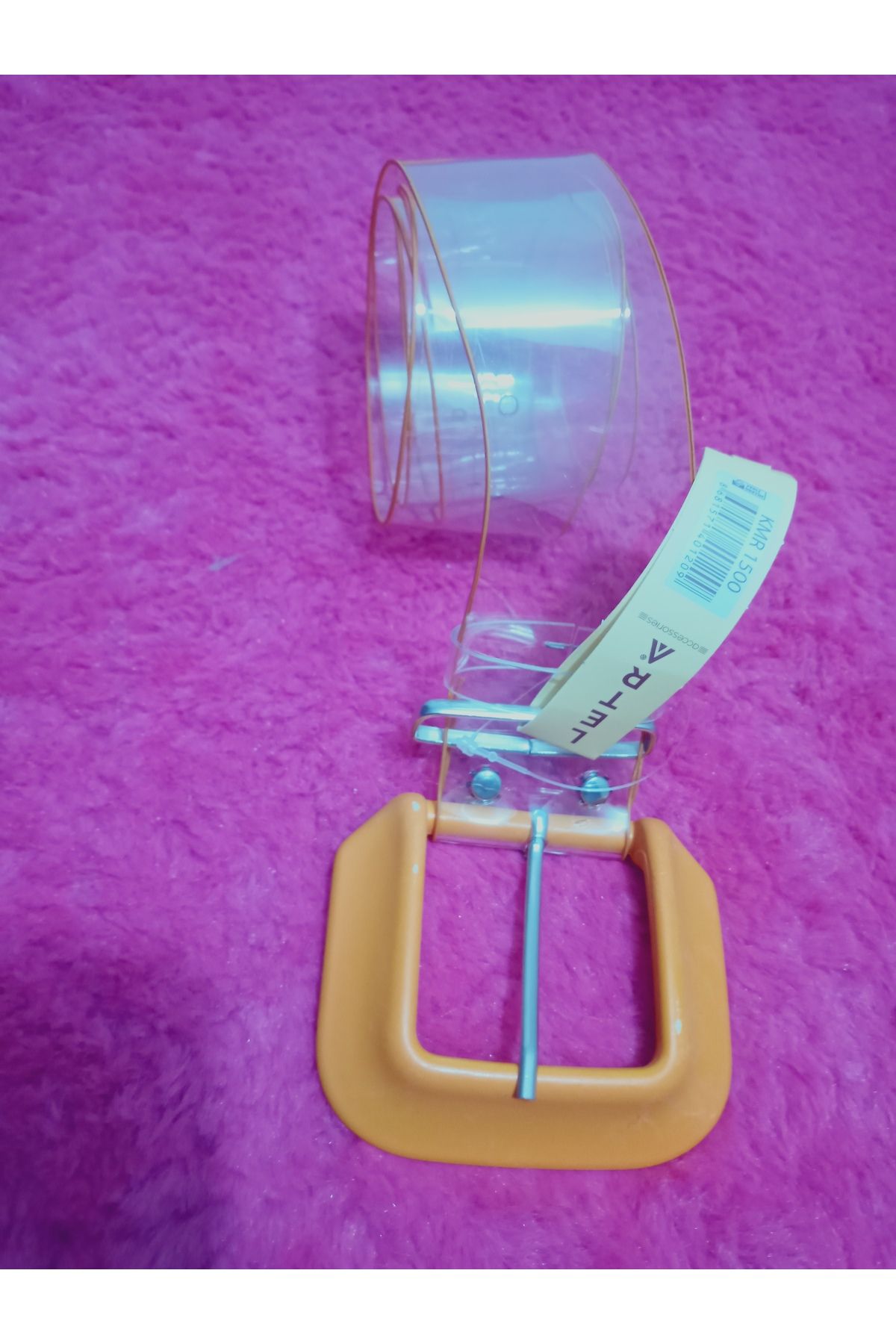 hoaryage Şeffaf Tokalı Kalın Suni Deri Kemer Ortalama Boy 98 cm En 4,5 CM
