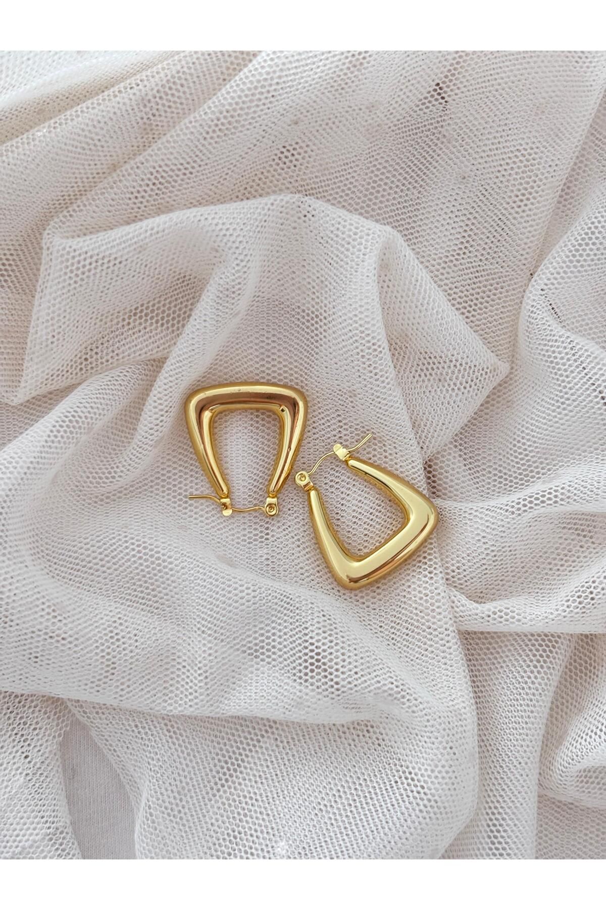 Bellamy Jewelry Geometrik Formlu Halka Küpe