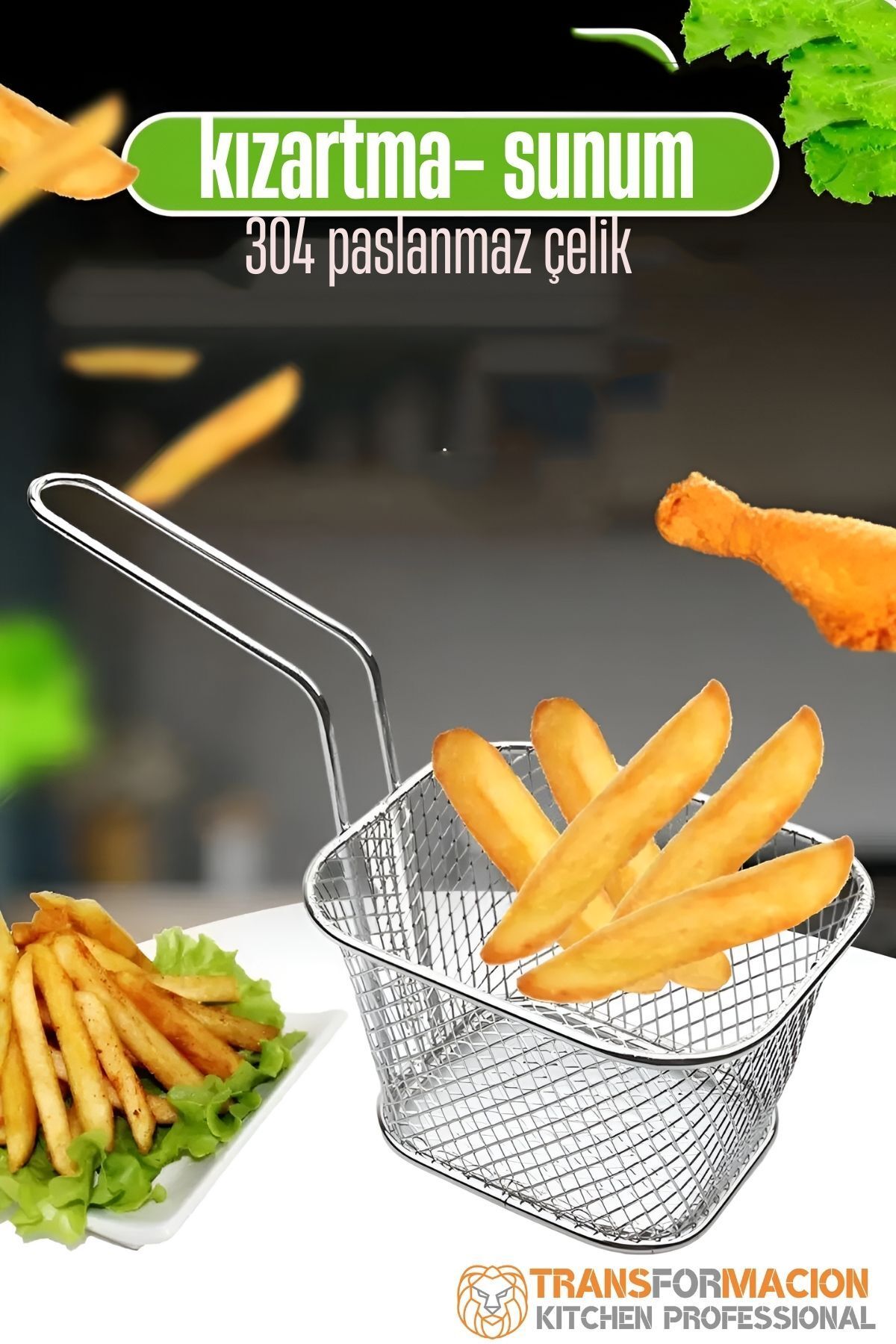 Transformacion Patates Kızartma Süzgeci - Sunum Süzgeci 304 Paslanmaz Çelik 721737