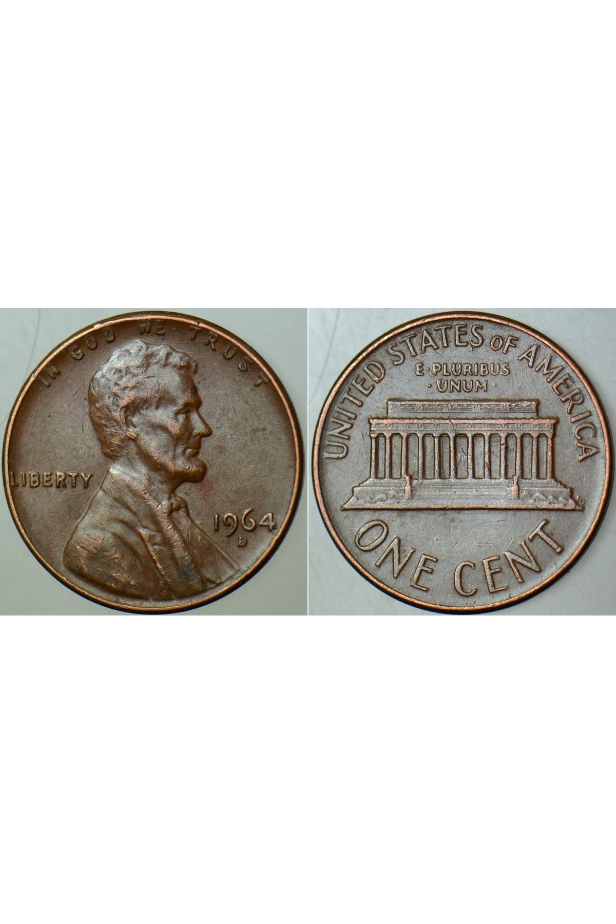Banknoting AMERİKA BİRLEŞİK DEVLETLERİ 1 CENT 1964 D. LINCOLN MEMORIAL CENT. 19 mm