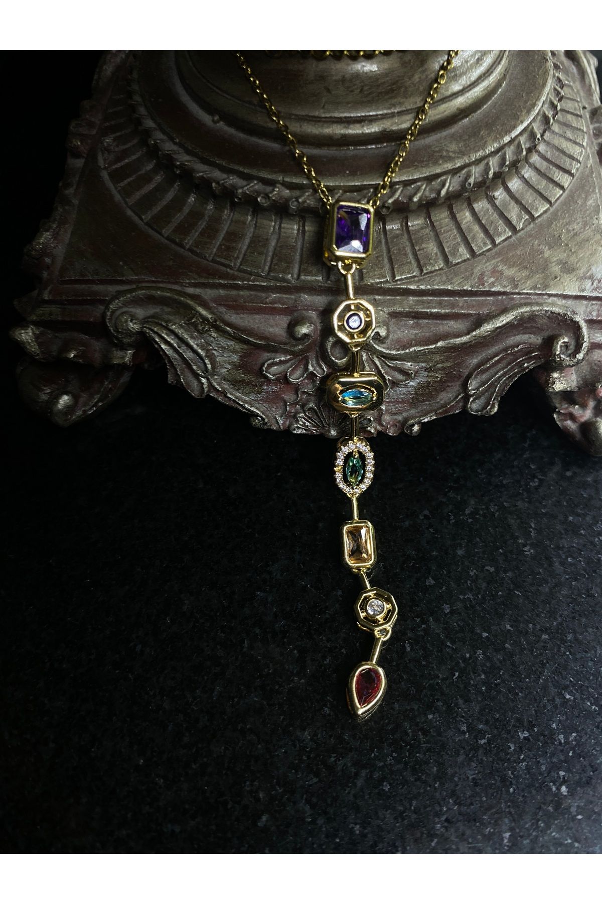 Gök Accessories Vintage Gold Dekolte Çelik Kolye