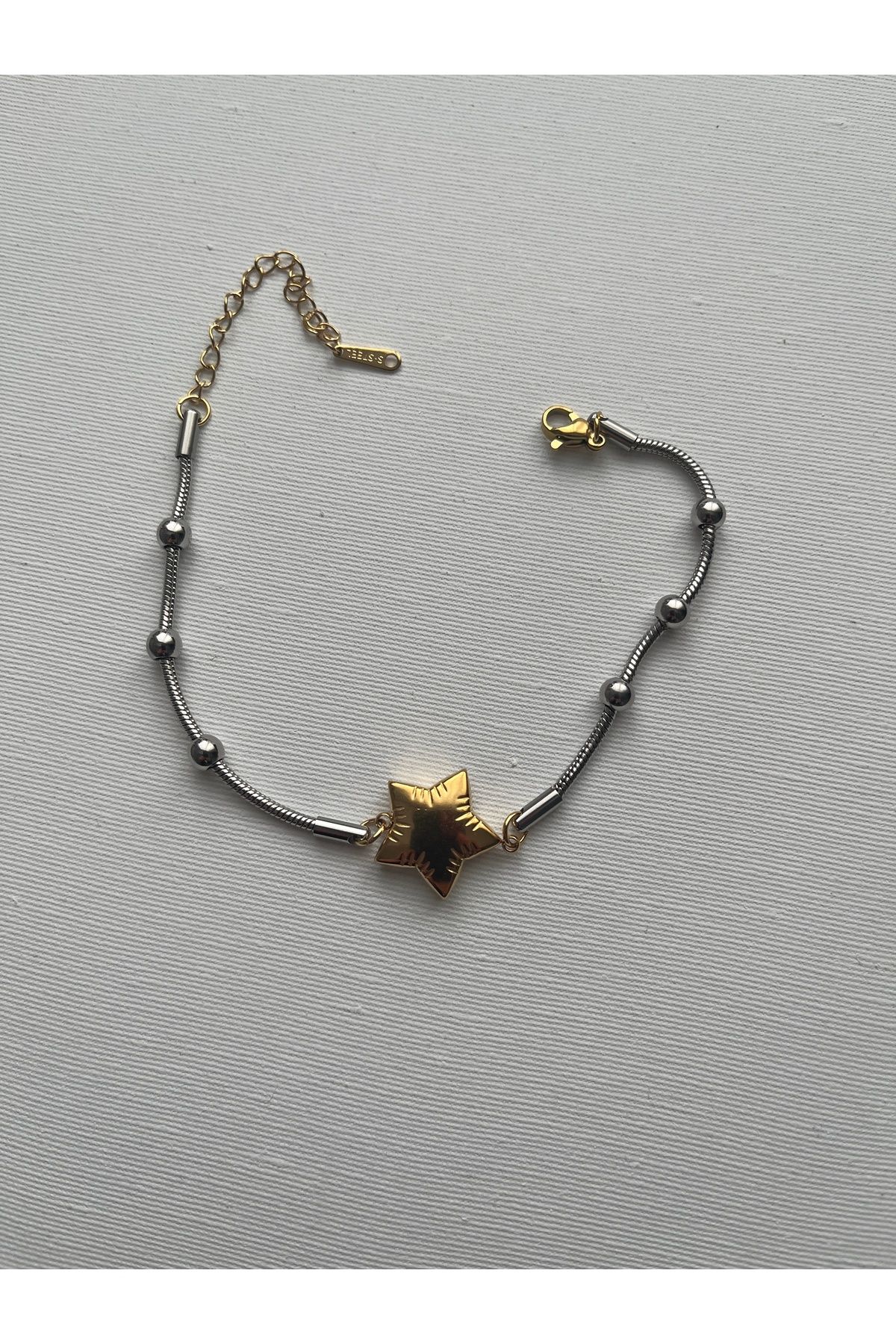 Alya Jewelry Çelik Mix Yıldızlı Top Zincirli Bileklik