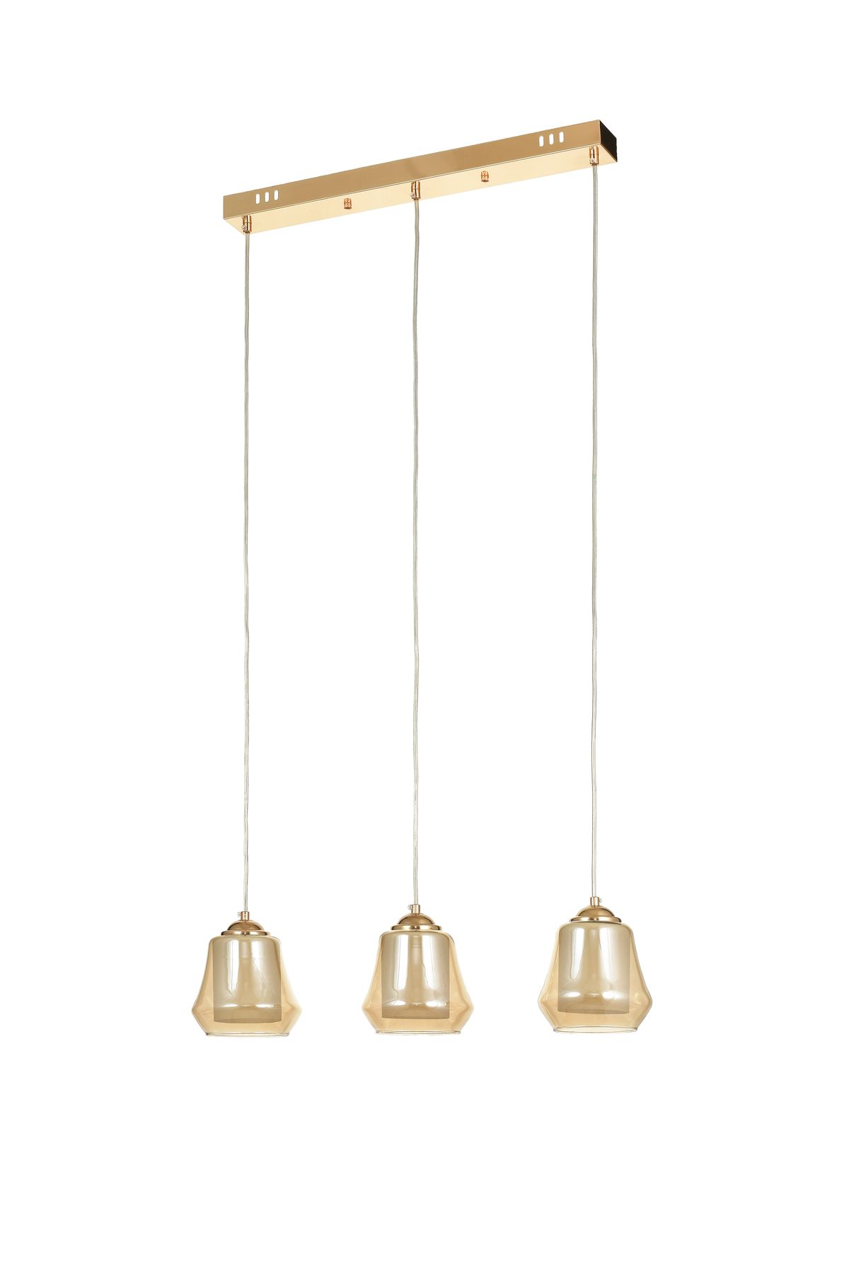 Avizemoda Venita 3 lü Yemek Masası Üstü Bal+Beyaz Çift Camlı Modern Sarkıt Avize - (Gold Kaplama)