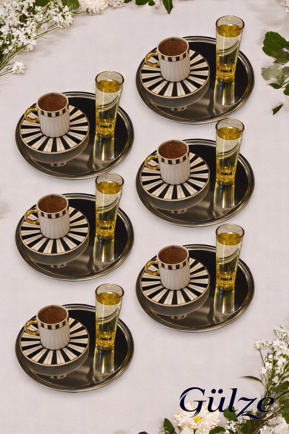 Maglor 6 Adet Paslanmaz Çelik Dönence / Oval Model Lüks Sunum Tepsisi