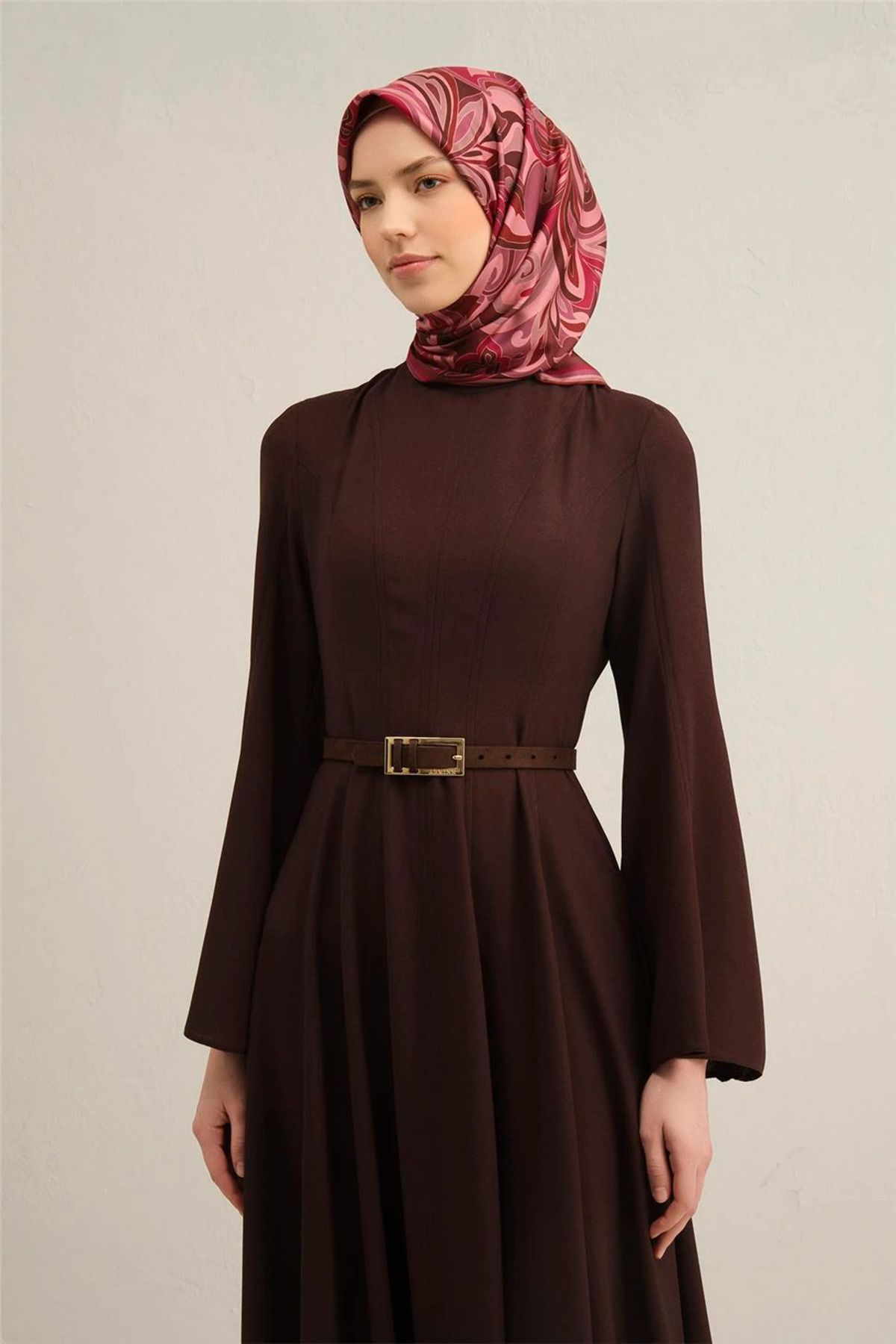 Armine DJ SAF İPEK EŞARP 9323D (SURA) (NOSTALJİ) 90 x 90 Pembe - 83