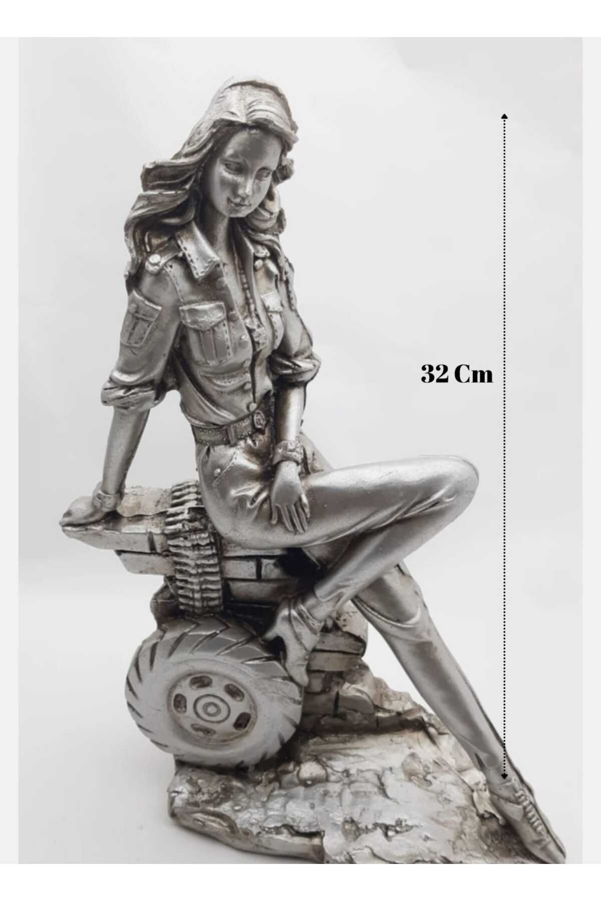Yaratıcı sanatlar atölyesi Dekoratif Büyük Boy Asi Kızlar Biblo Polyester Döküm Heykel 35 CM