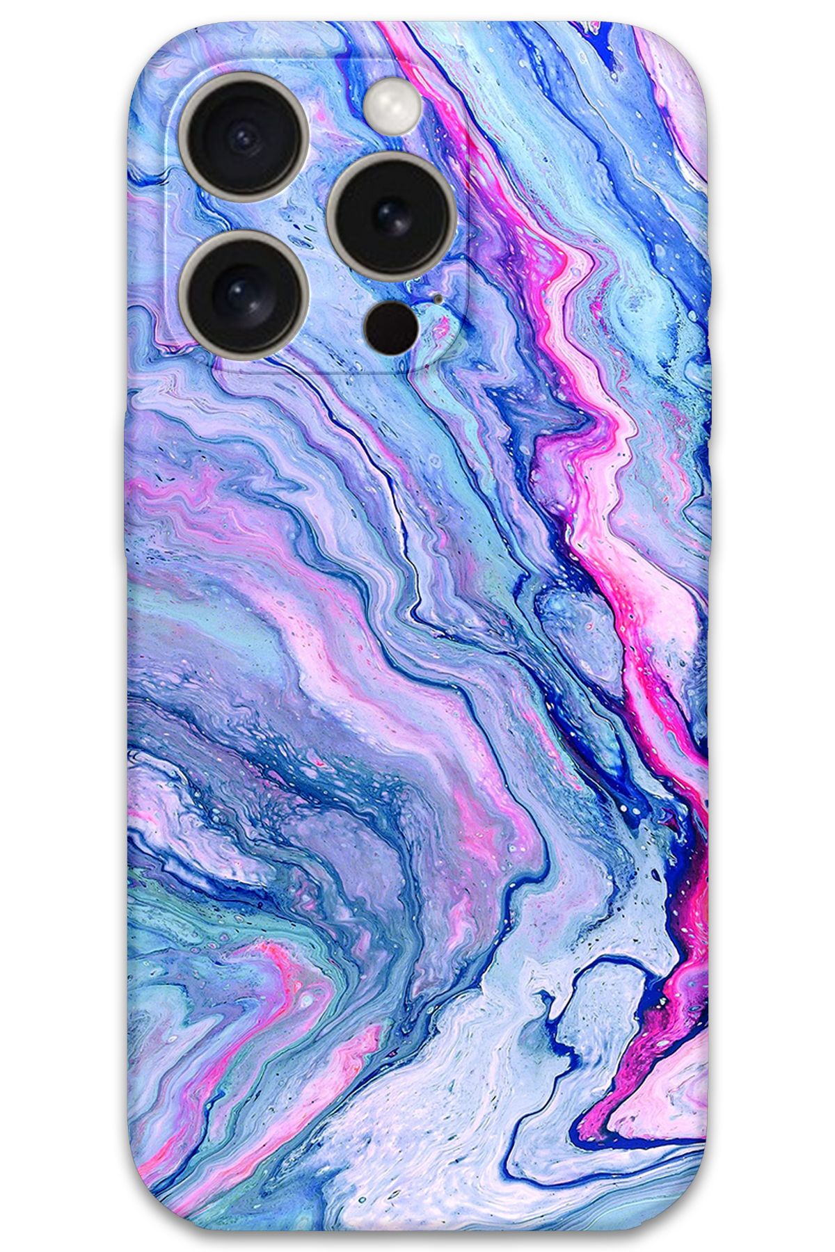 Gramaphone iPhone 15 Pro Uyumlu Mermer Desenli Telefon Kılıfı + Ekran Koruyucu - 5816