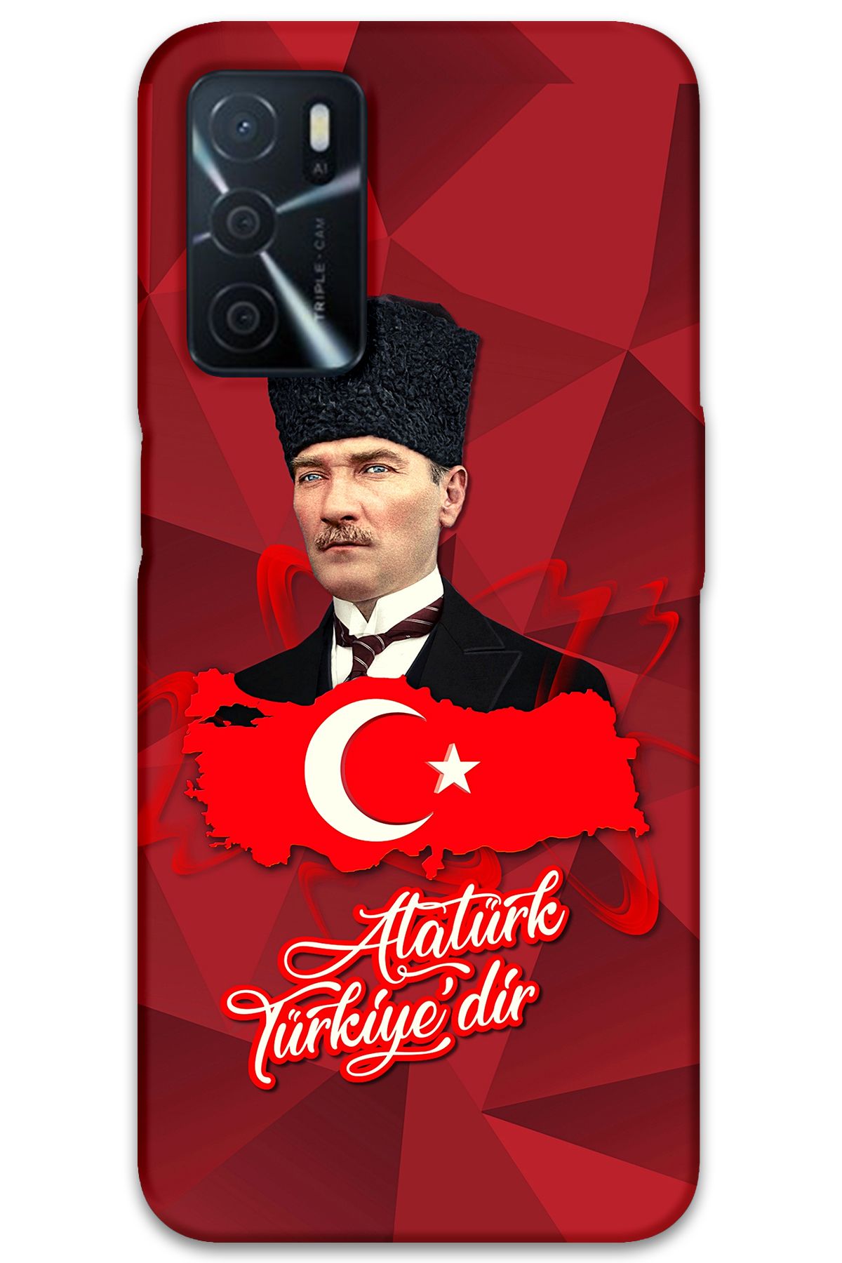 Gramaphone Oppo A55 Uyumlu Atatürk Desenli Telefon Kılıfı + Ekran Koruyucu - 5851