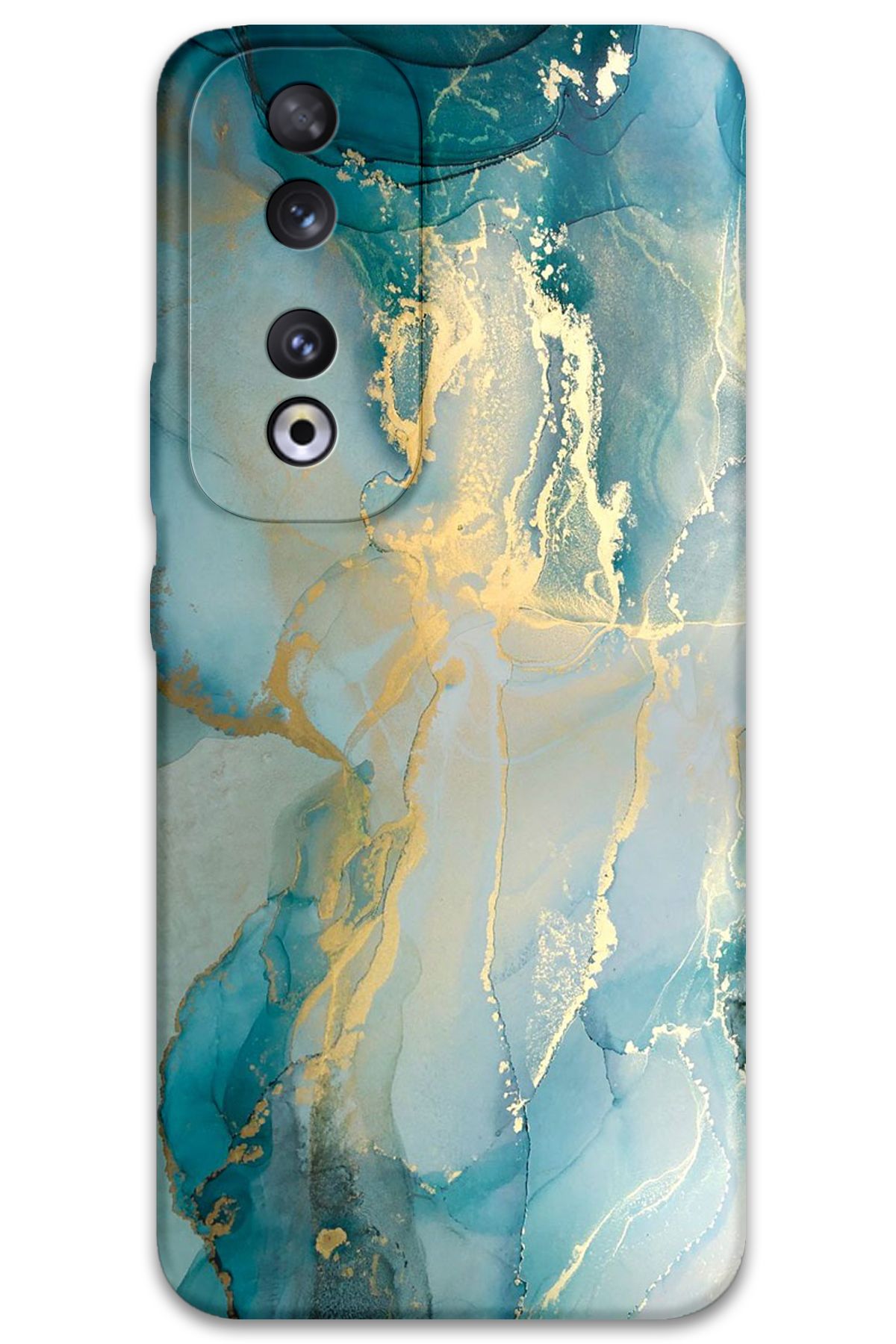 Gramaphone Huawei Honor 90 Uyumlu Mermer Desenli Telefon Kılıfı + Ekran Koruyucu - 5814