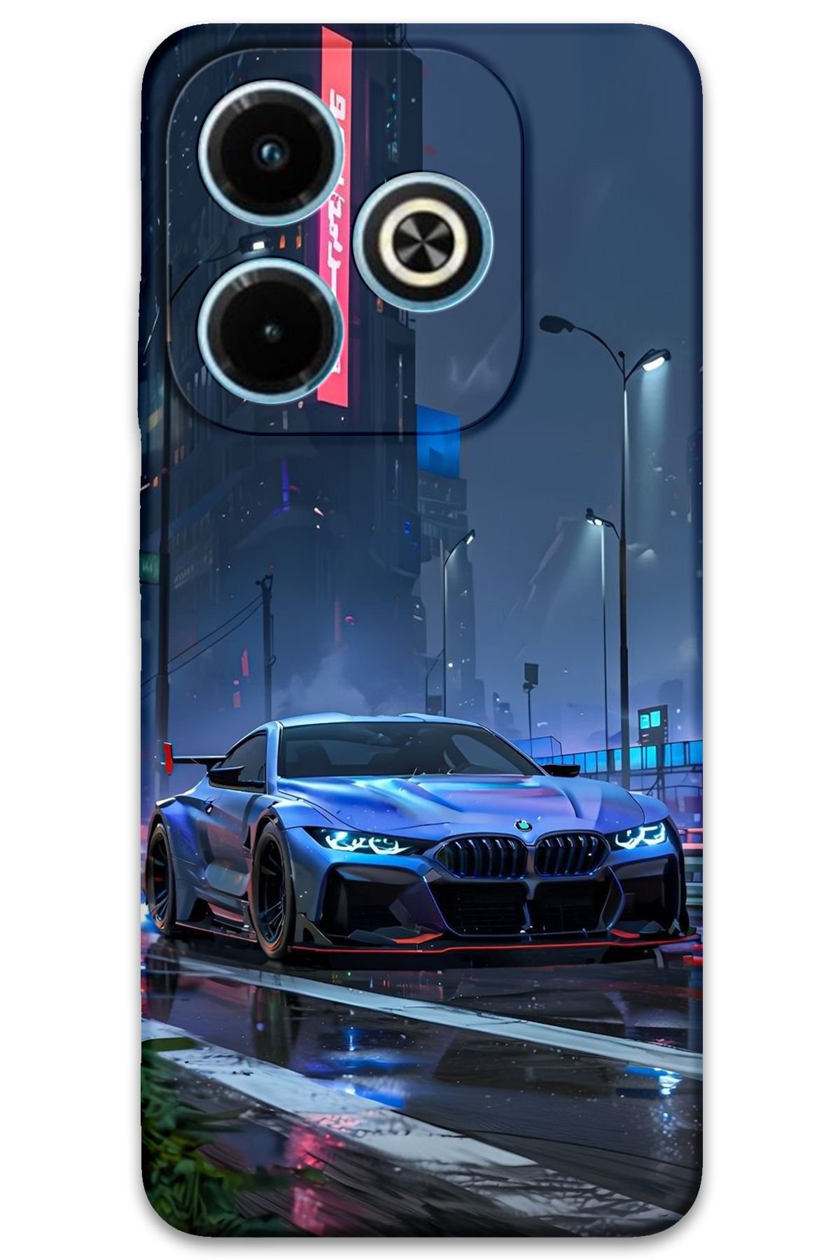 Gramaphone İnfinix Hot 40i Uyumlu Araba Desenli Telefon Kılıfı + Ekran Koruyucu - 5767