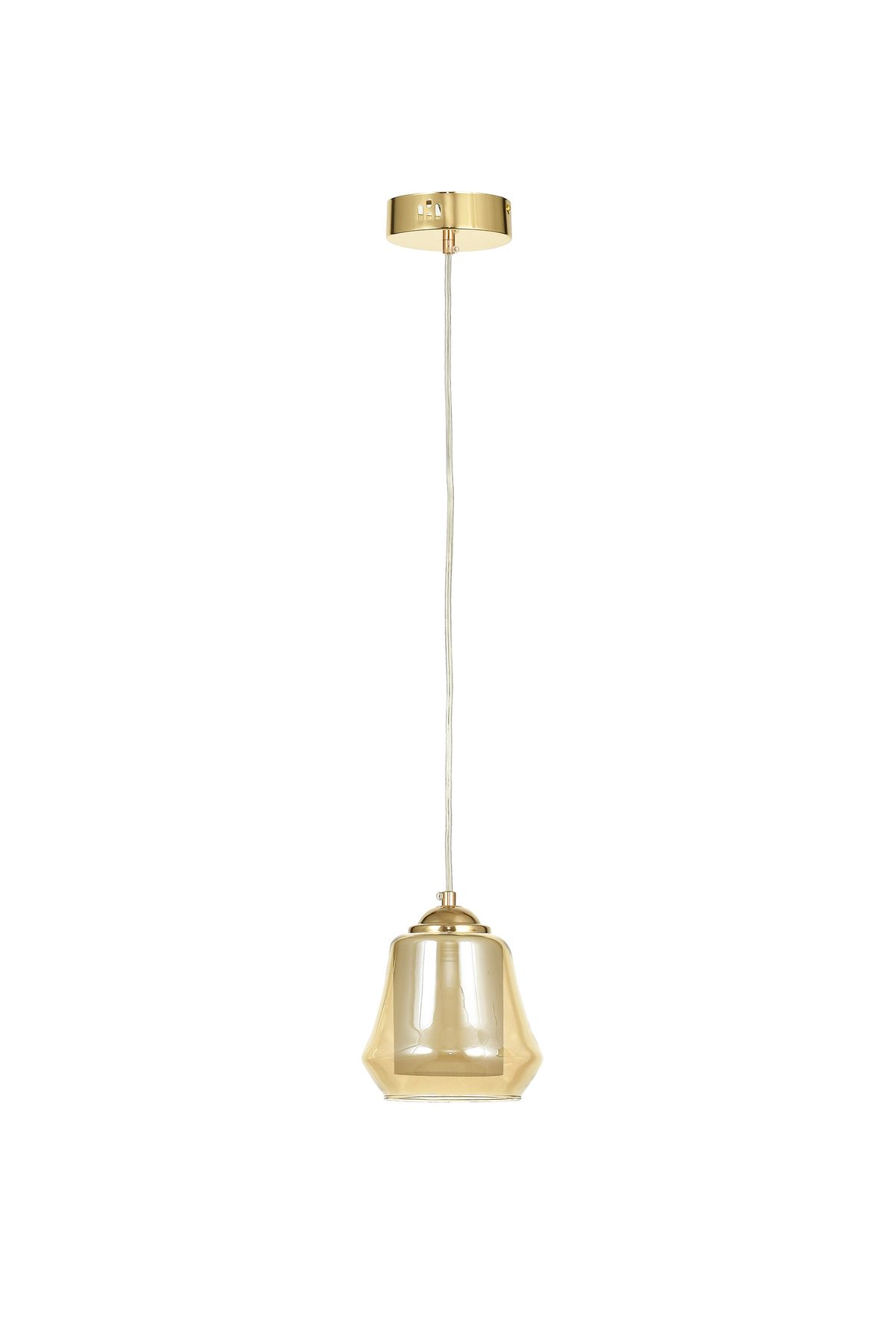Avizemoda Venita Tekli Bal+Beyaz Çift Camlı Salon Oturma Odası Modern Sarkıt Avize - (Gold Kaplama)
